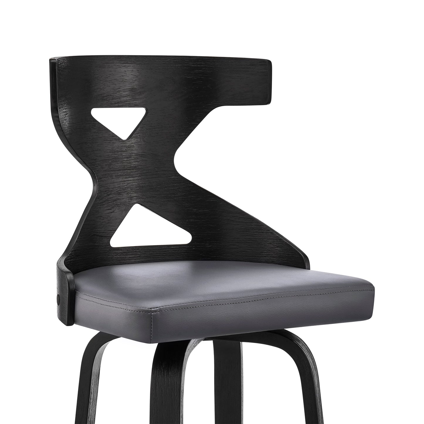 Gayle Swivel Cross Back Faux Leather and Wood Bar Stool