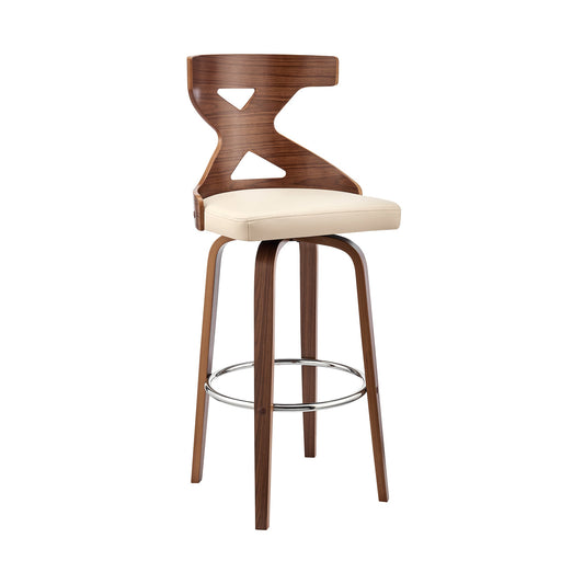 Gayle Swivel Cross Back Faux Leather and Wood Bar Stool