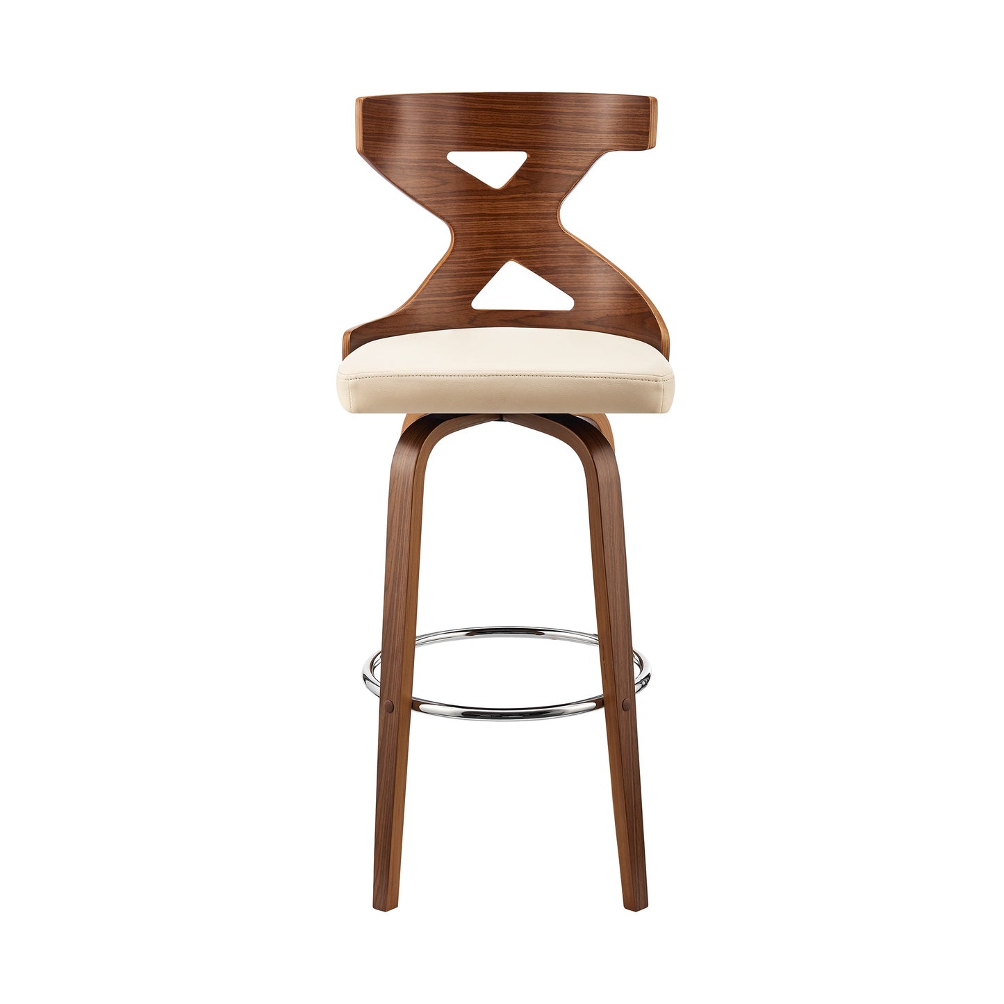 Gayle Swivel Cross Back Faux Leather and Wood Bar Stool