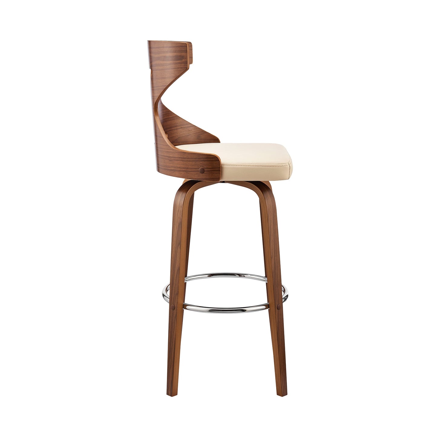Gayle Swivel Cross Back Faux Leather and Wood Bar Stool