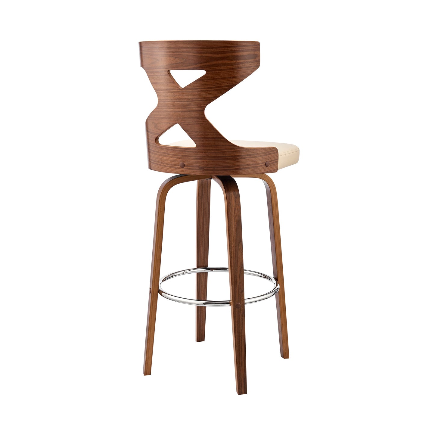 Gayle Swivel Cross Back Faux Leather and Wood Bar Stool