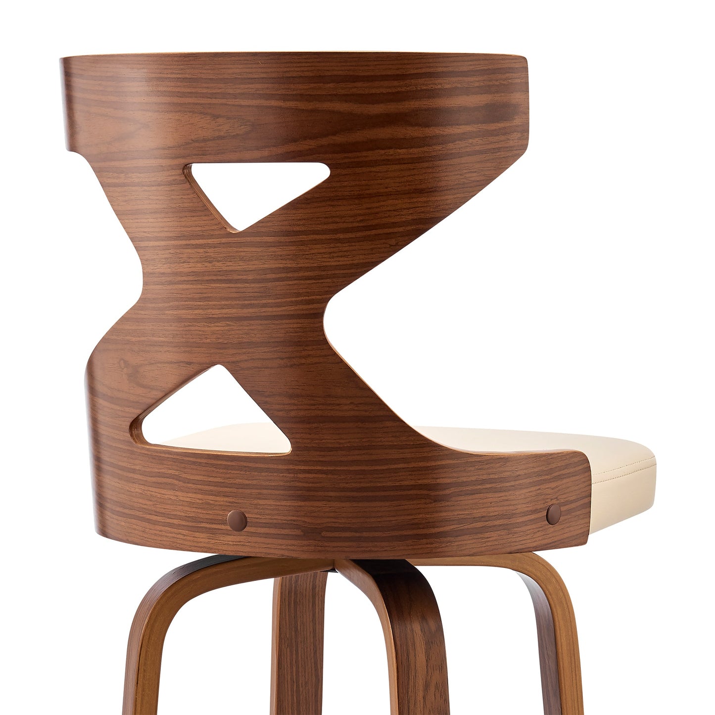 Gayle Swivel Cross Back Faux Leather and Wood Bar Stool