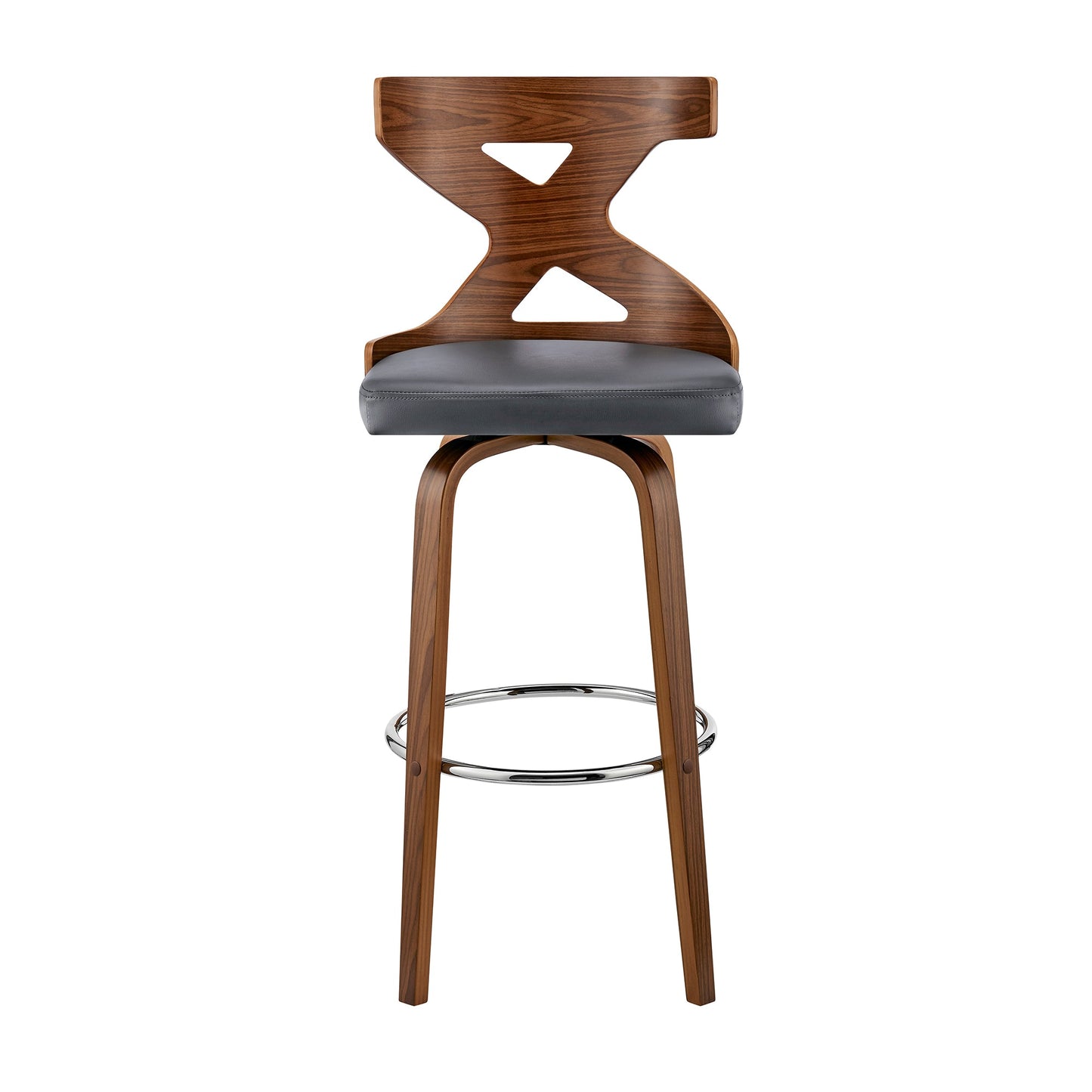 Gayle Swivel Cross Back Faux Leather and Wood Bar Stool