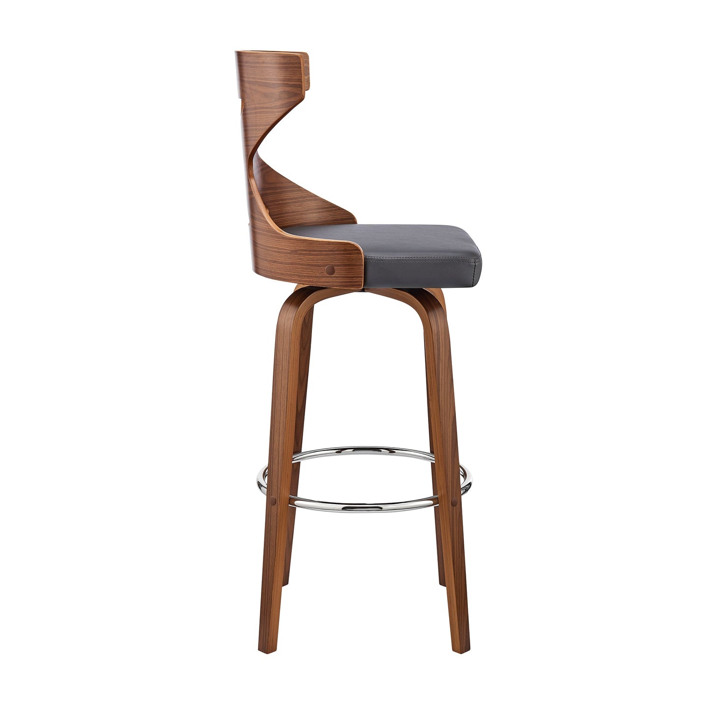 Gayle Swivel Cross Back Faux Leather and Wood Bar Stool