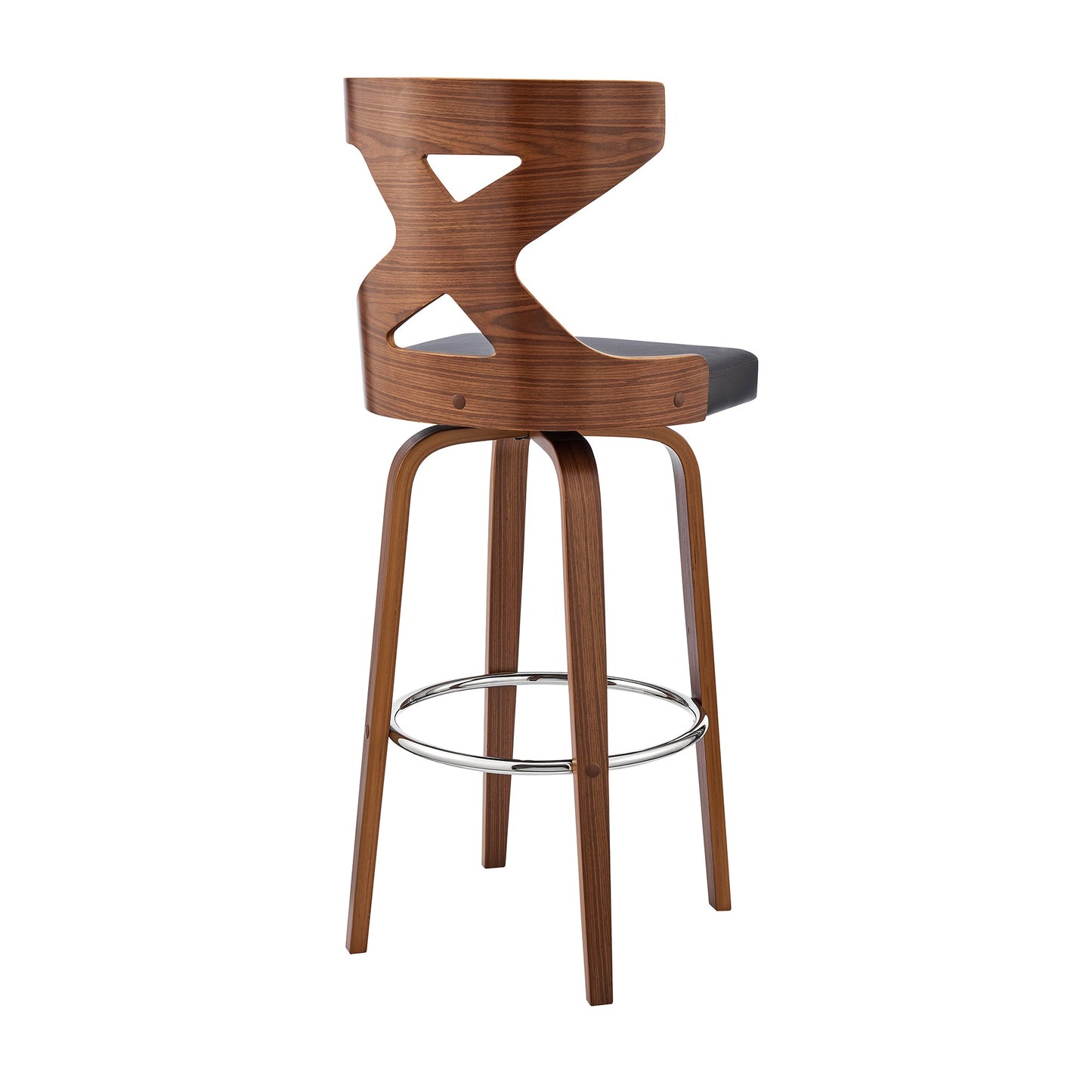 Gayle Swivel Cross Back Faux Leather and Wood Bar Stool
