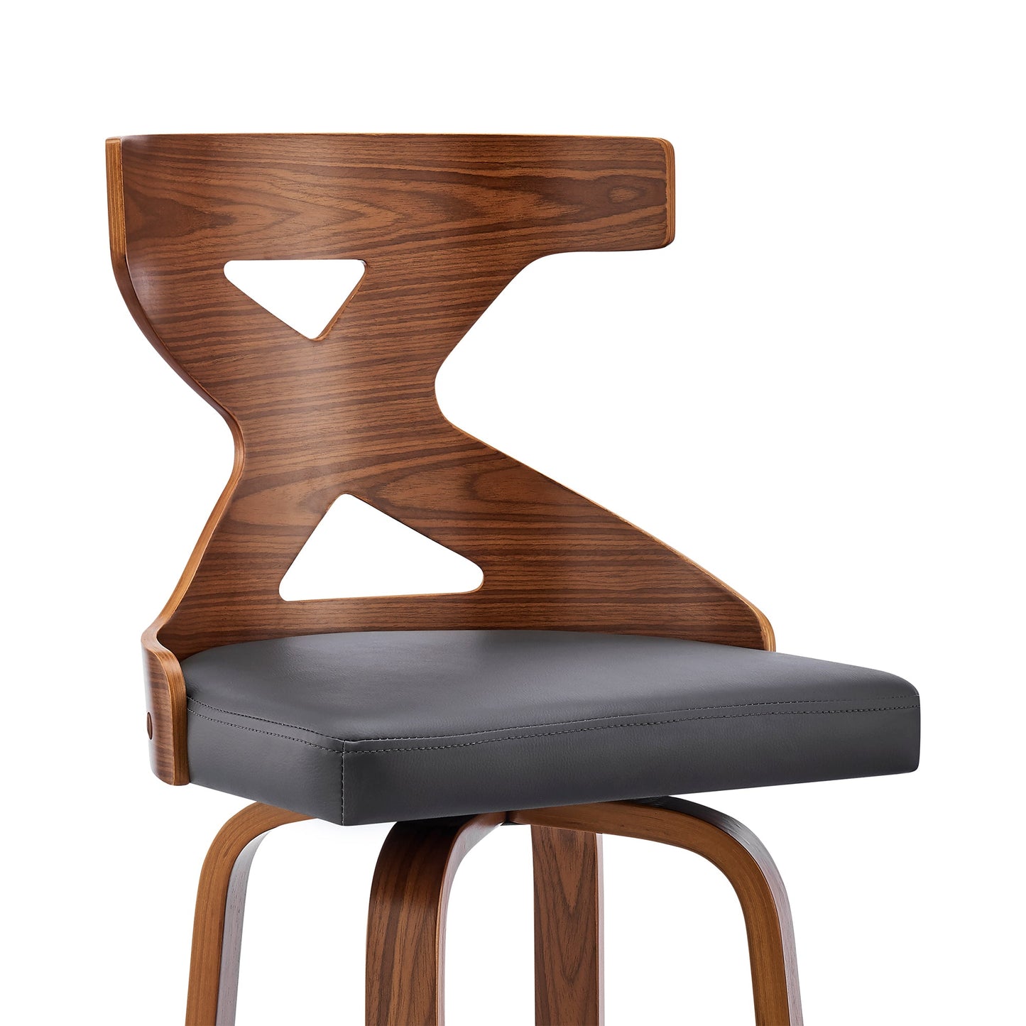 Gayle Swivel Cross Back Faux Leather and Wood Bar Stool