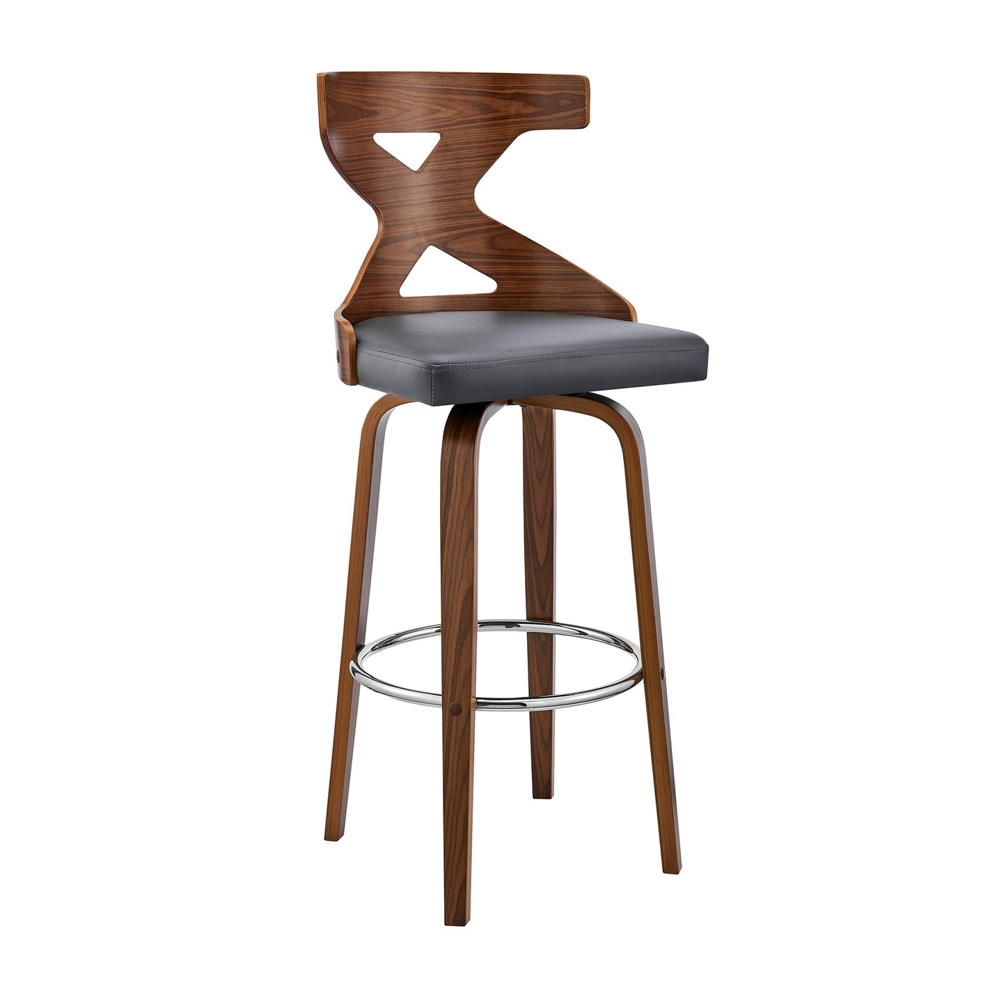 Gayle Swivel Cross Back Faux Leather and Wood Bar Stool