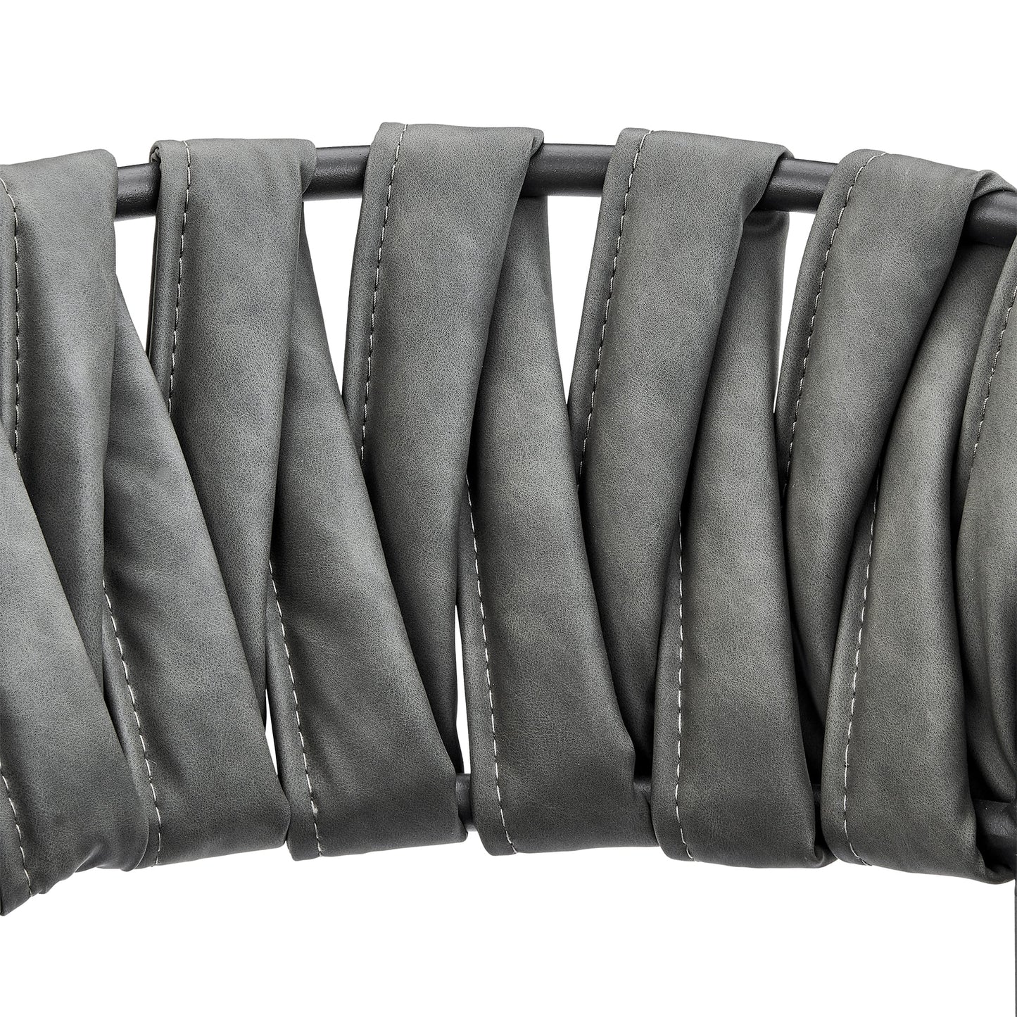 Giovanni Counter and Bar Stool in Black Metal with Gray Fabric and Faux Leather