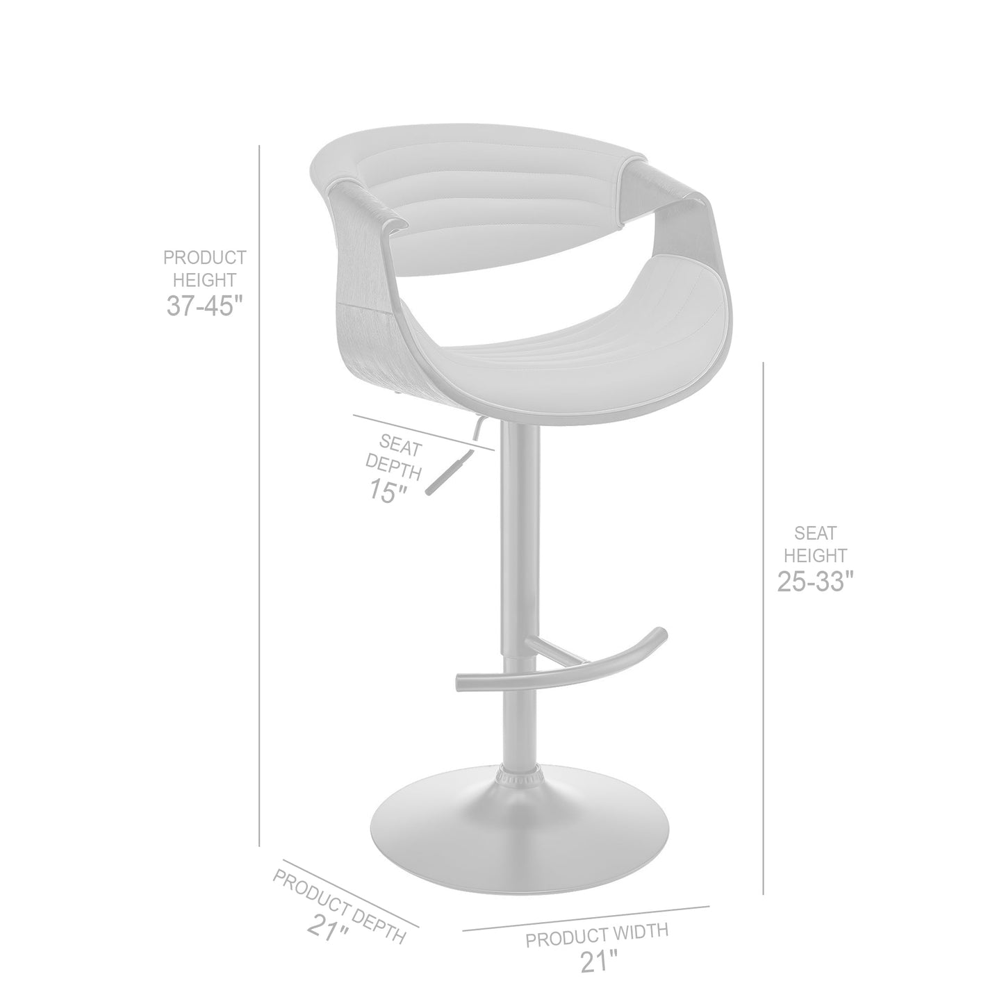 Gionni Adjustable Swivel Faux Leather Bar Stool with Wood and Chrome Bases