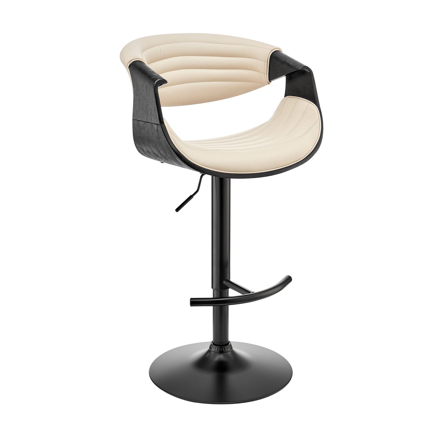 Gionni Adjustable Swivel Faux Leather Bar Stool with Wood and Chrome Bases