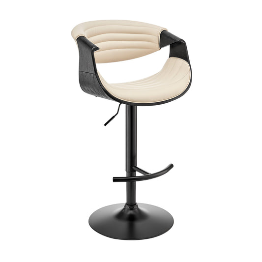 Gionni Adjustable Swivel Faux Leather Bar Stool with Wood and Chrome Bases