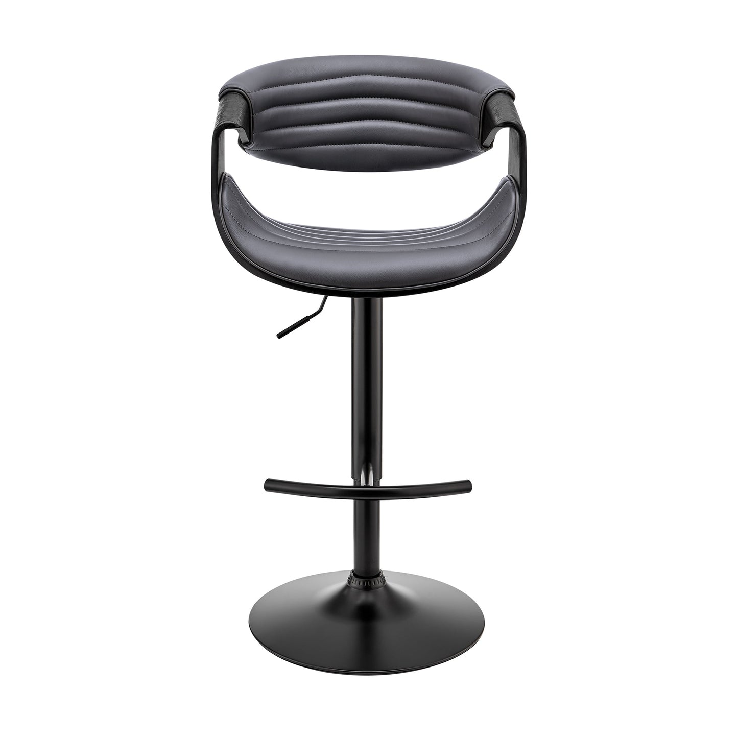 Gionni Adjustable Swivel Faux Leather Bar Stool with Wood and Chrome Bases