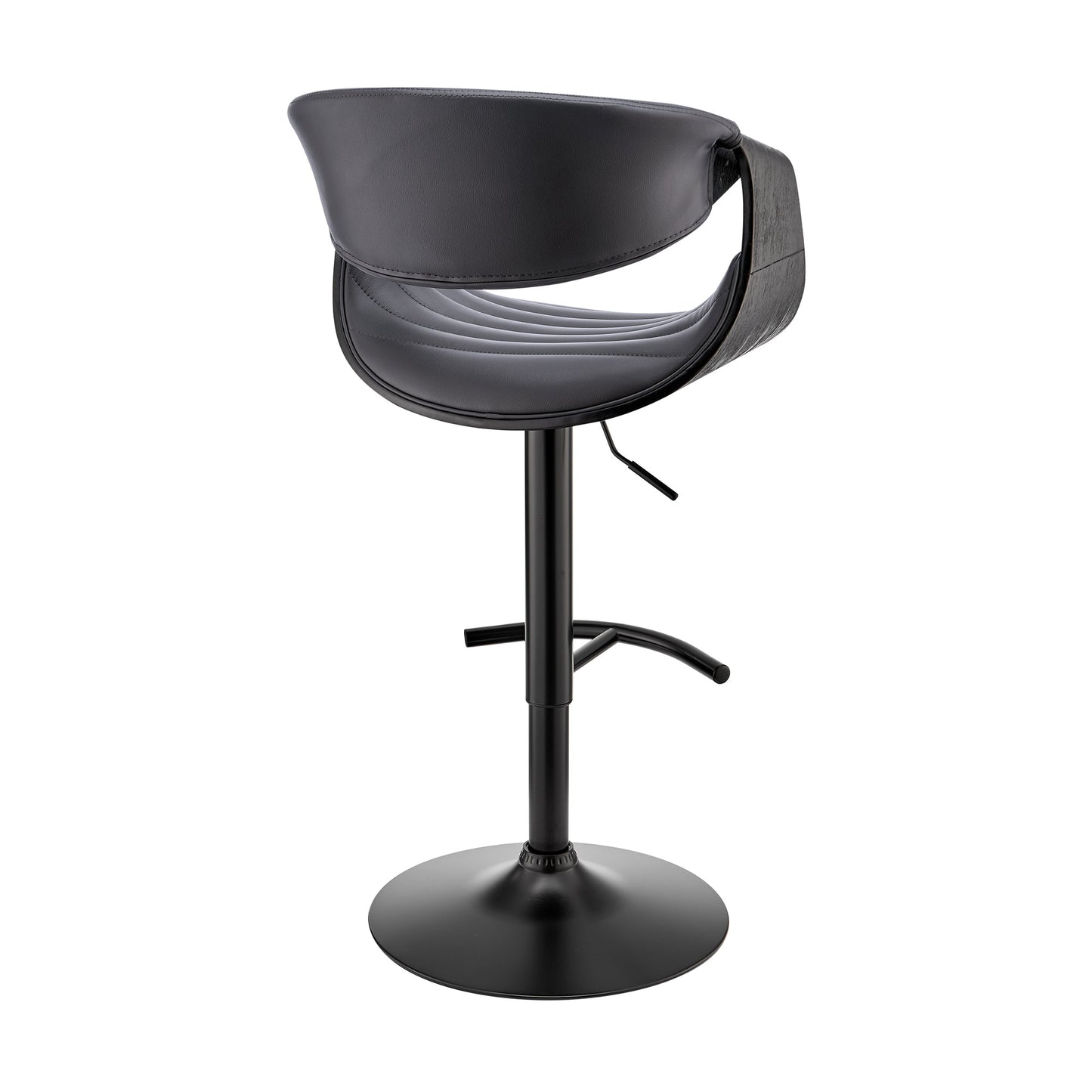 Gionni Adjustable Swivel Faux Leather Bar Stool with Wood and Chrome Bases