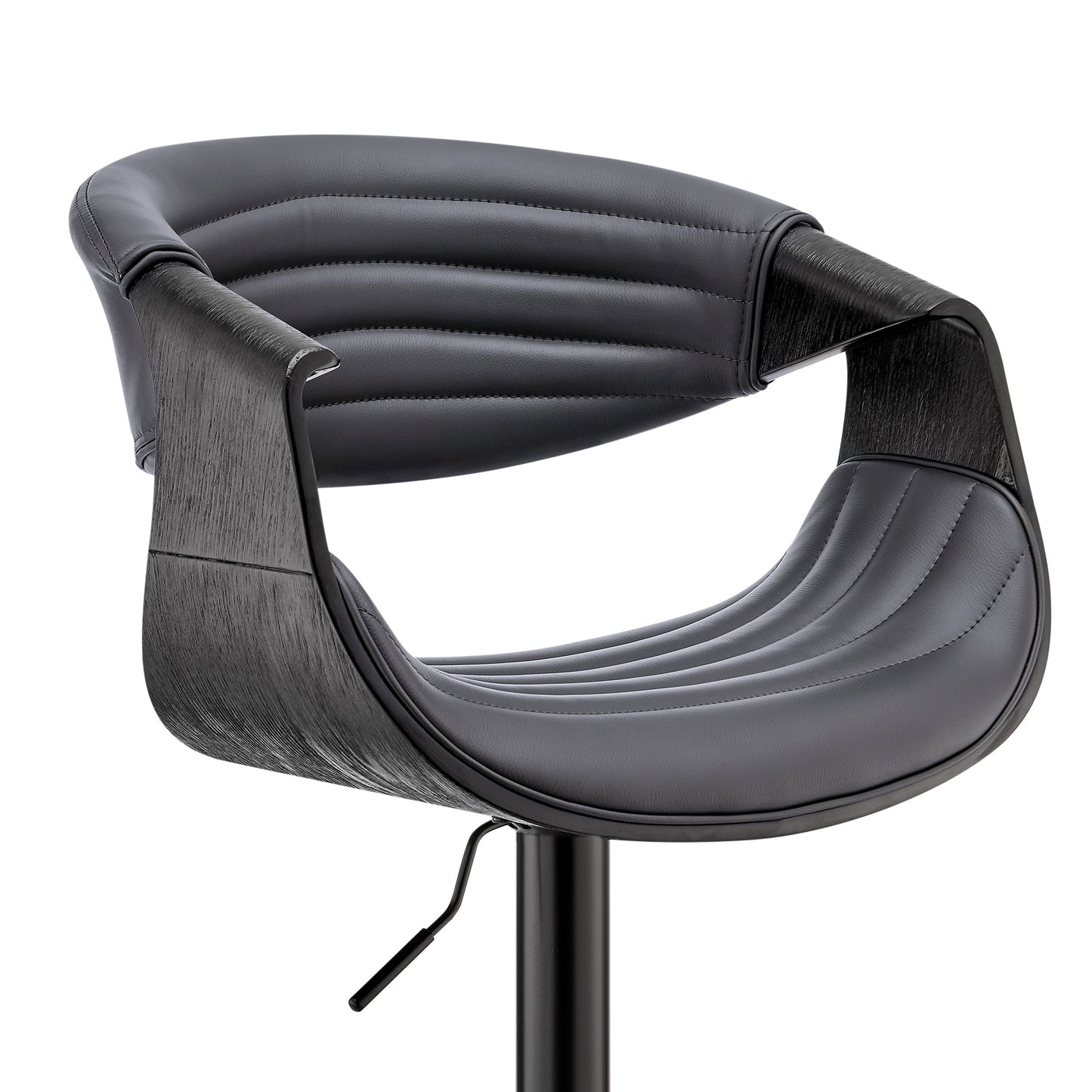 Gionni Adjustable Swivel Faux Leather Bar Stool with Wood and Chrome Bases