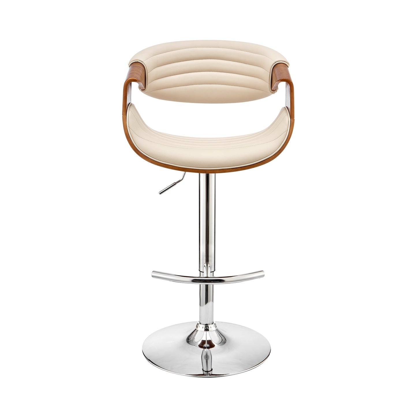 Gionni Adjustable Swivel Faux Leather Bar Stool with Wood and Chrome Bases