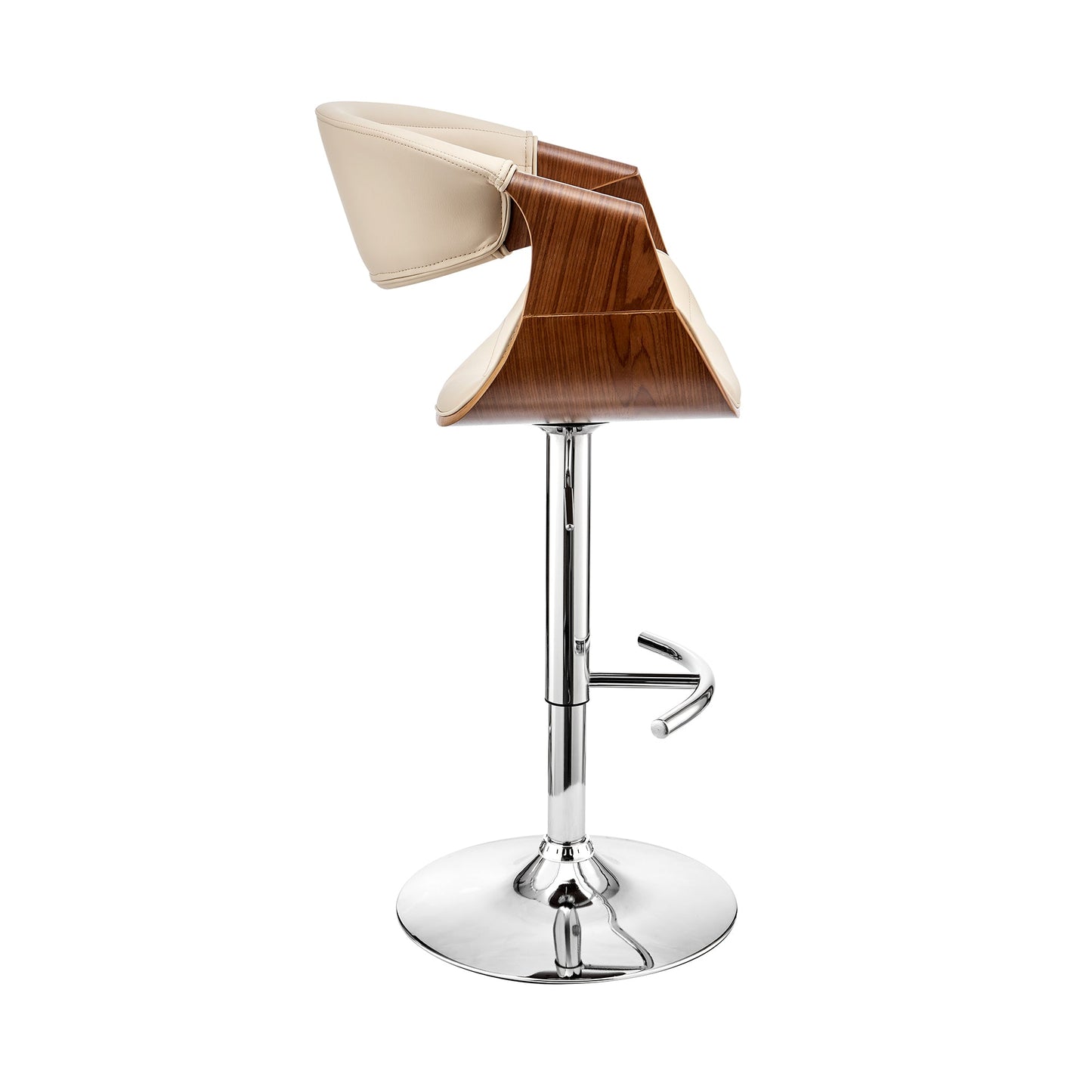 Gionni Adjustable Swivel Faux Leather Bar Stool with Wood and Chrome Bases