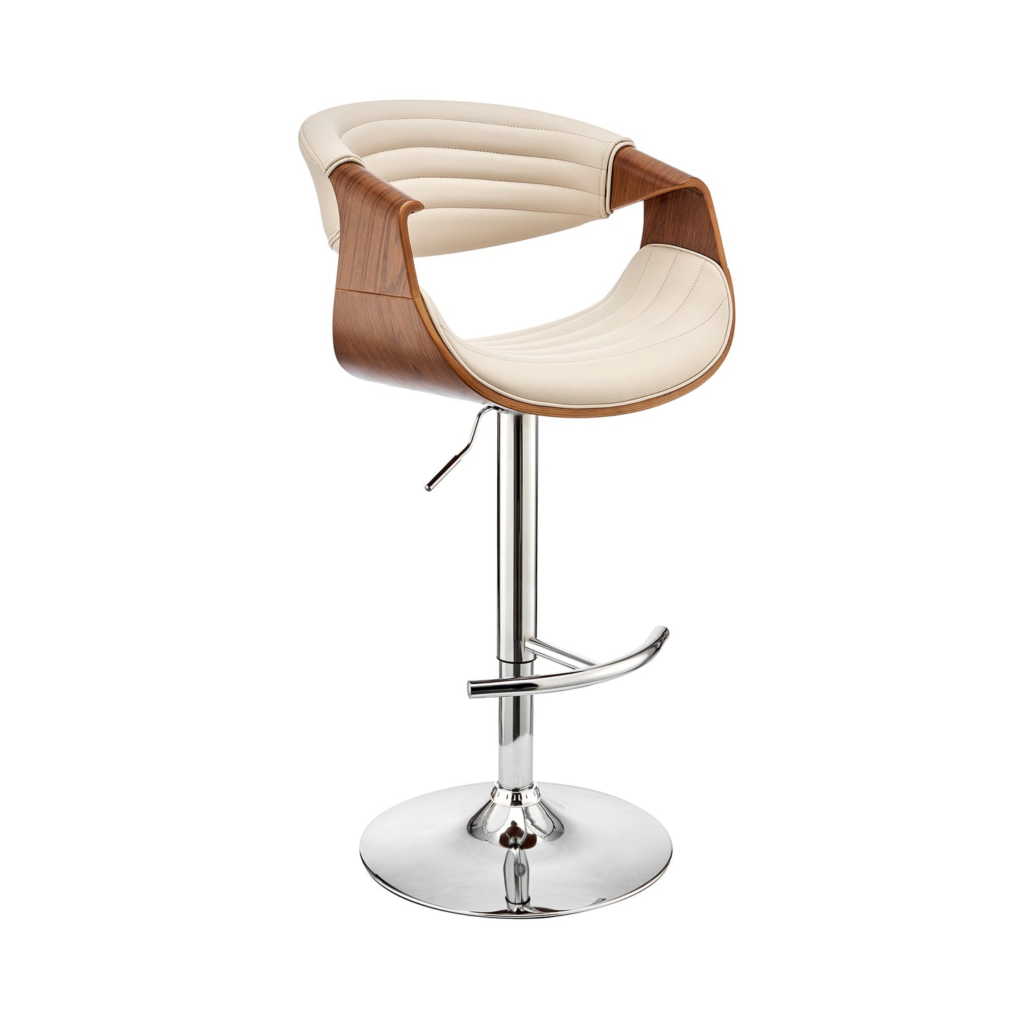 Gionni Adjustable Swivel Faux Leather Bar Stool with Wood and Chrome Bases