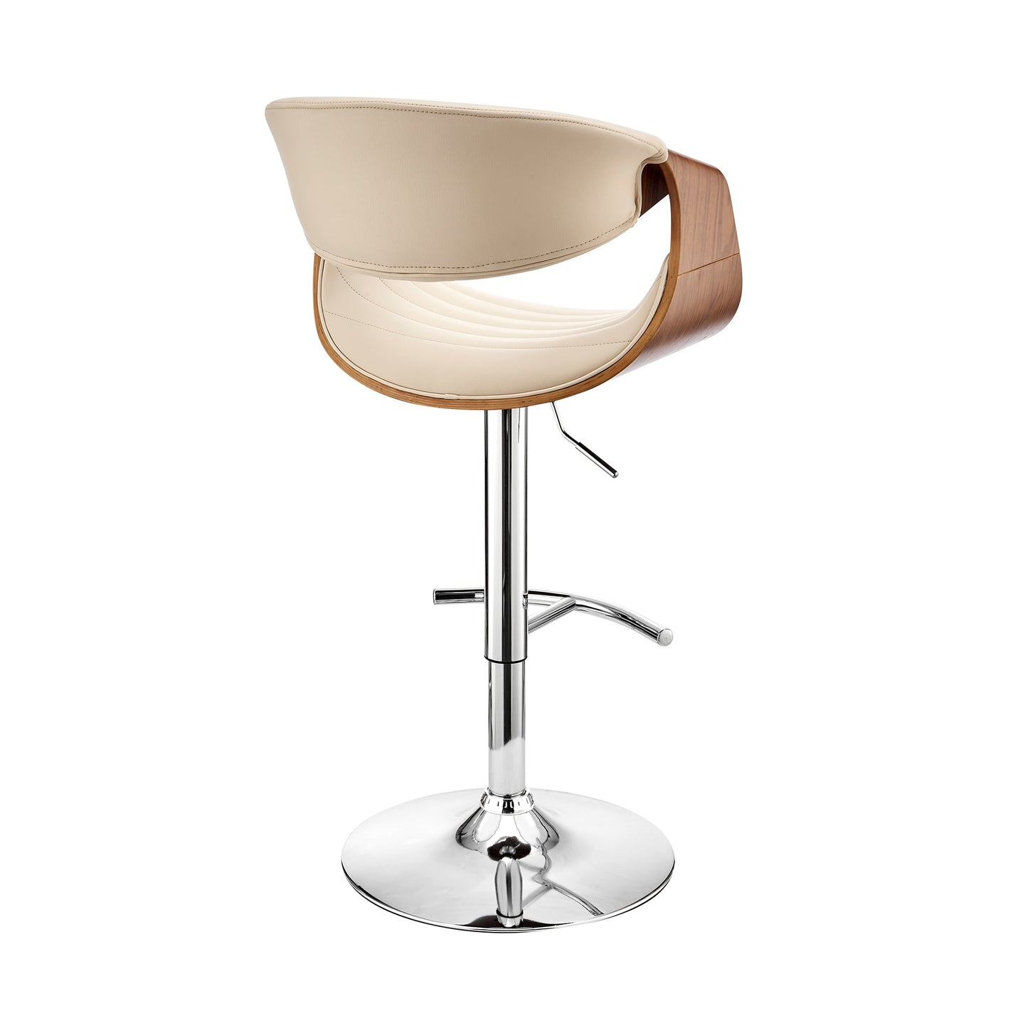 Gionni Adjustable Swivel Faux Leather Bar Stool with Wood and Chrome Bases