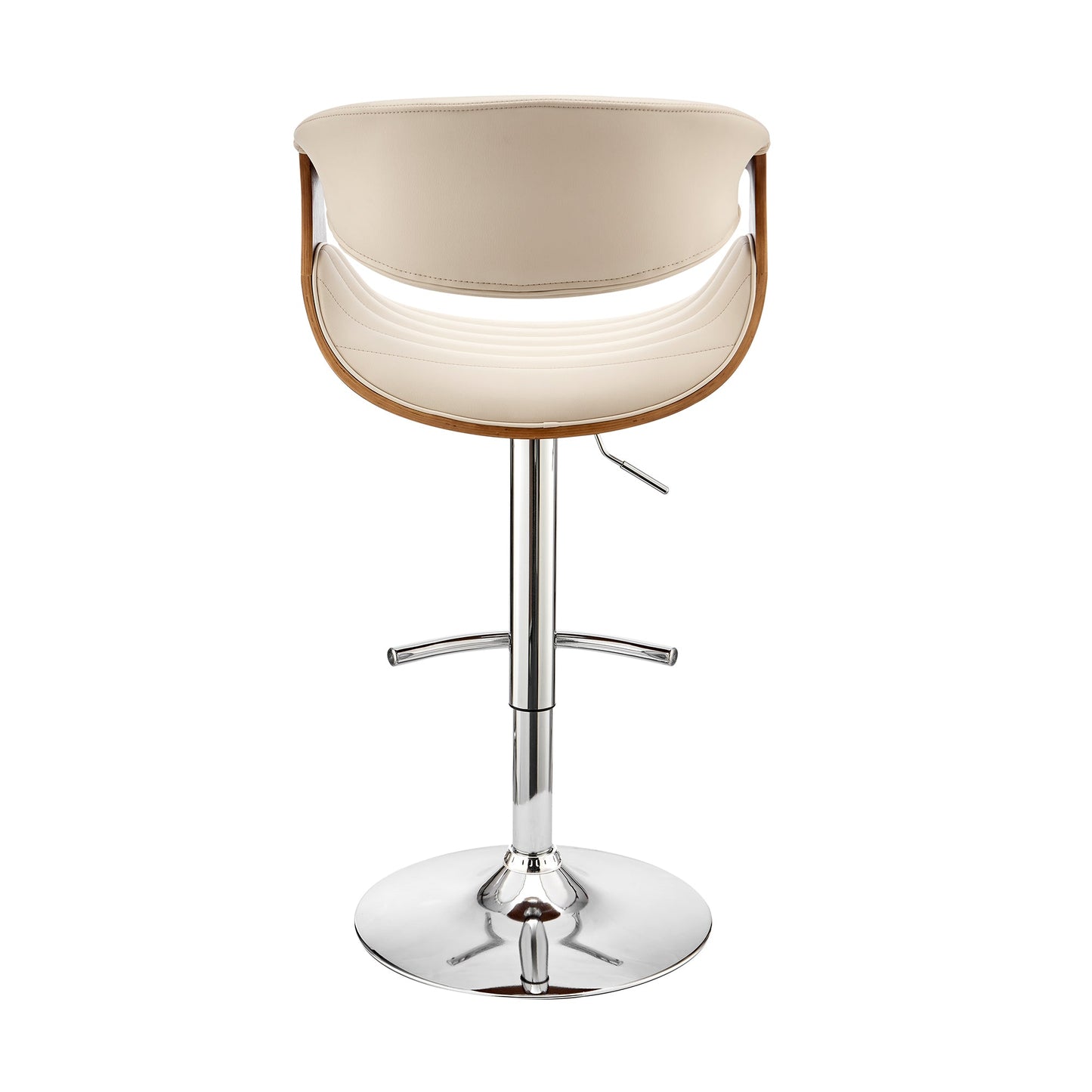 Gionni Adjustable Swivel Faux Leather Bar Stool with Wood and Chrome Bases