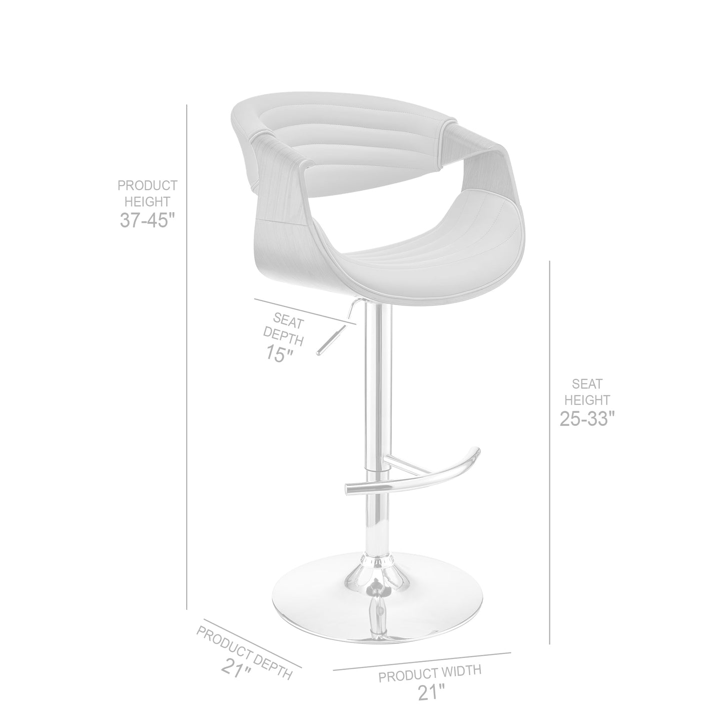Gionni Adjustable Swivel Faux Leather Bar Stool with Wood and Chrome Bases