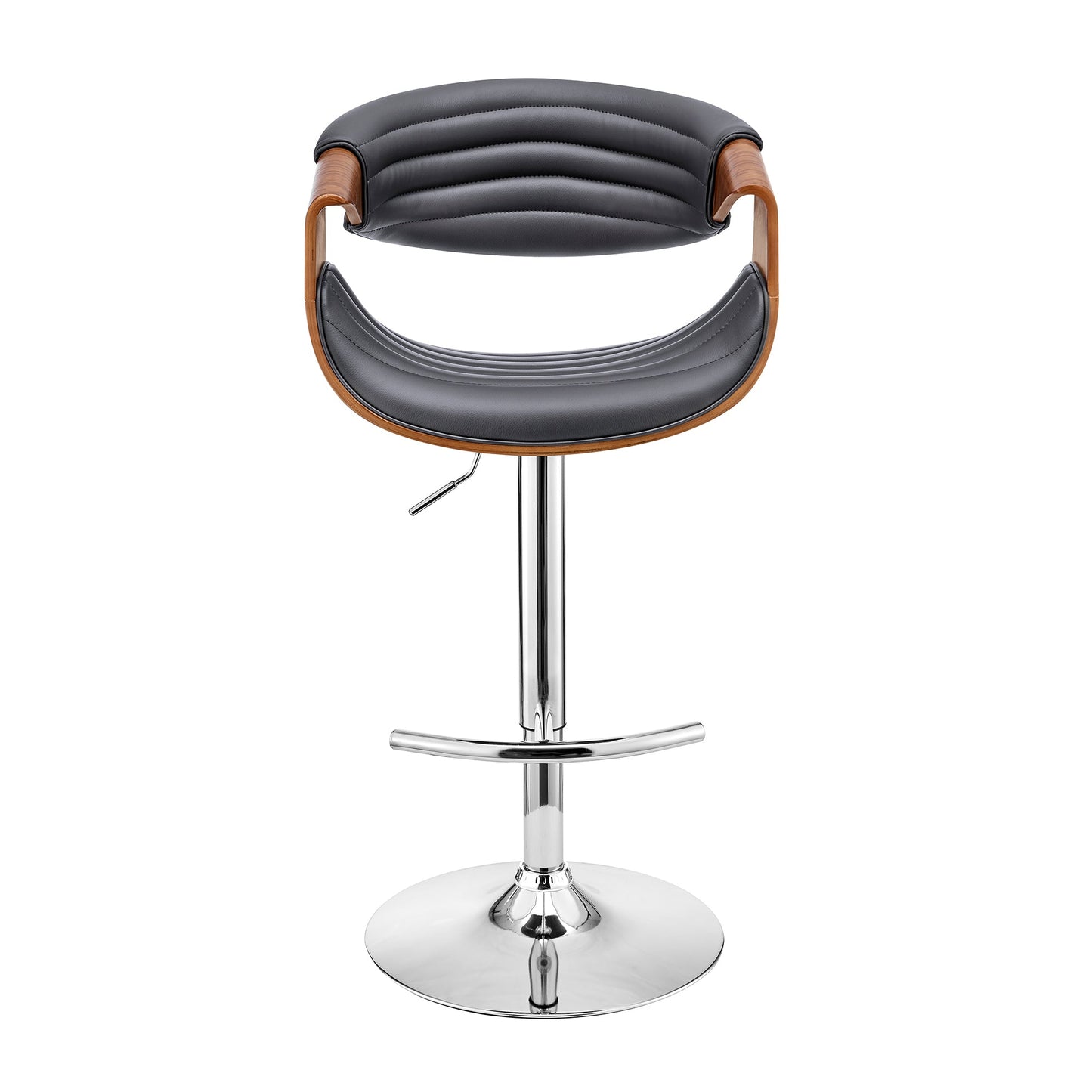 Gionni Adjustable Swivel Faux Leather Bar Stool with Wood and Chrome Bases