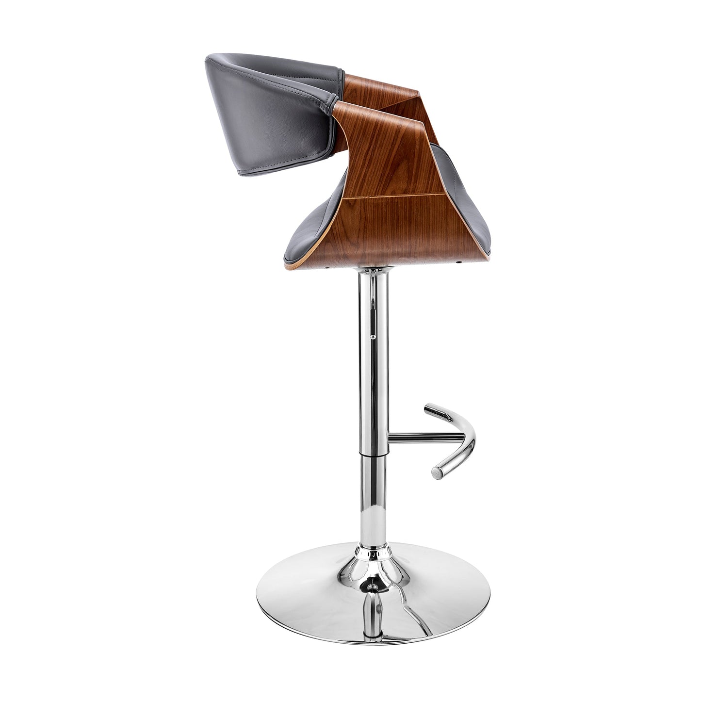 Gionni Adjustable Swivel Faux Leather Bar Stool with Wood and Chrome Bases