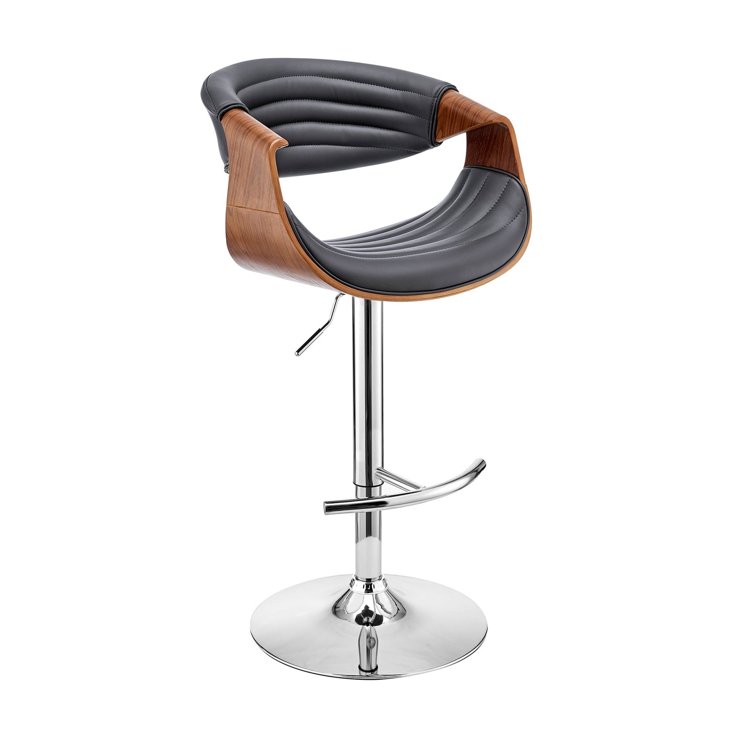 Gionni Adjustable Swivel Faux Leather Bar Stool with Wood and Chrome Bases