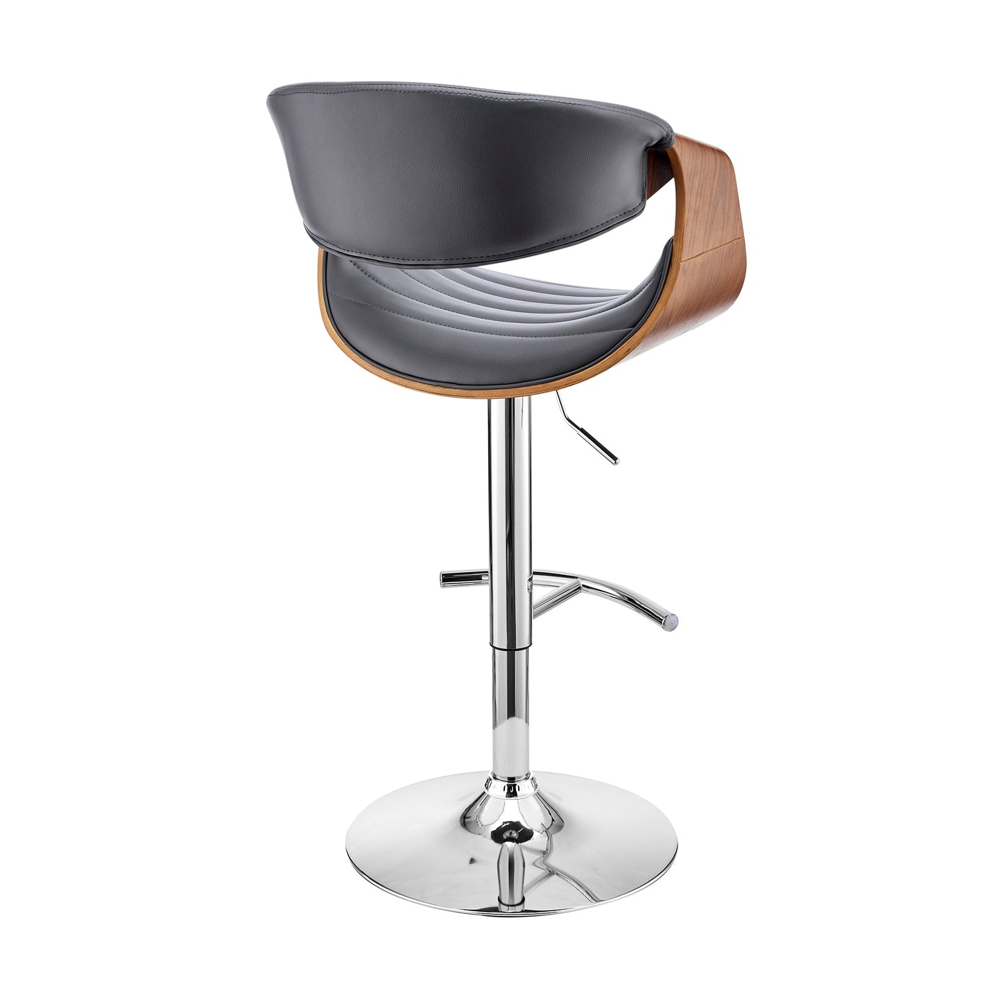 Gionni Adjustable Swivel Faux Leather Bar Stool with Wood and Chrome Bases