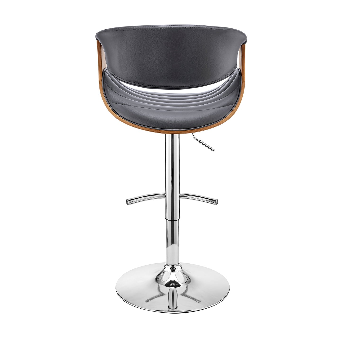 Gionni Adjustable Swivel Faux Leather Bar Stool with Wood and Chrome Bases