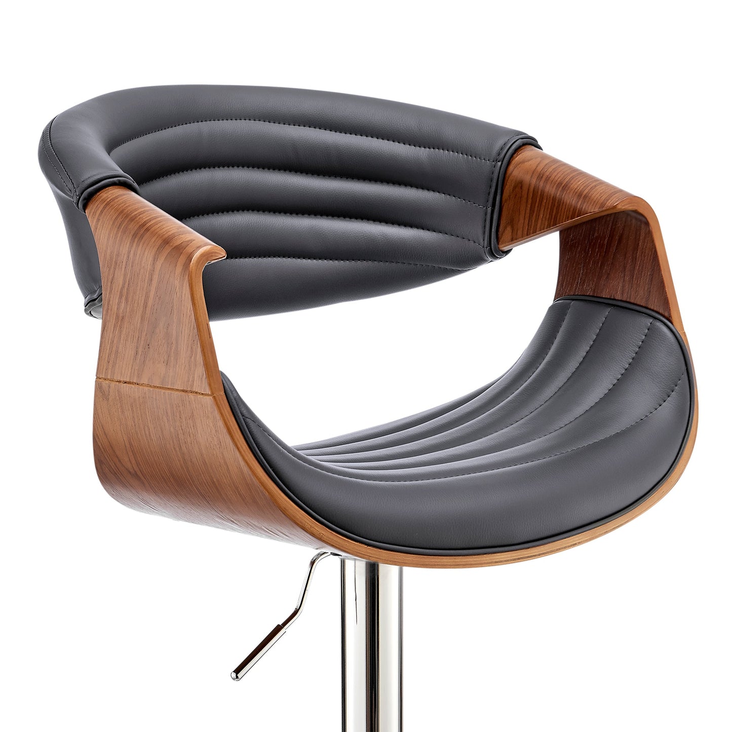 Gionni Adjustable Swivel Faux Leather Bar Stool with Wood and Chrome Bases