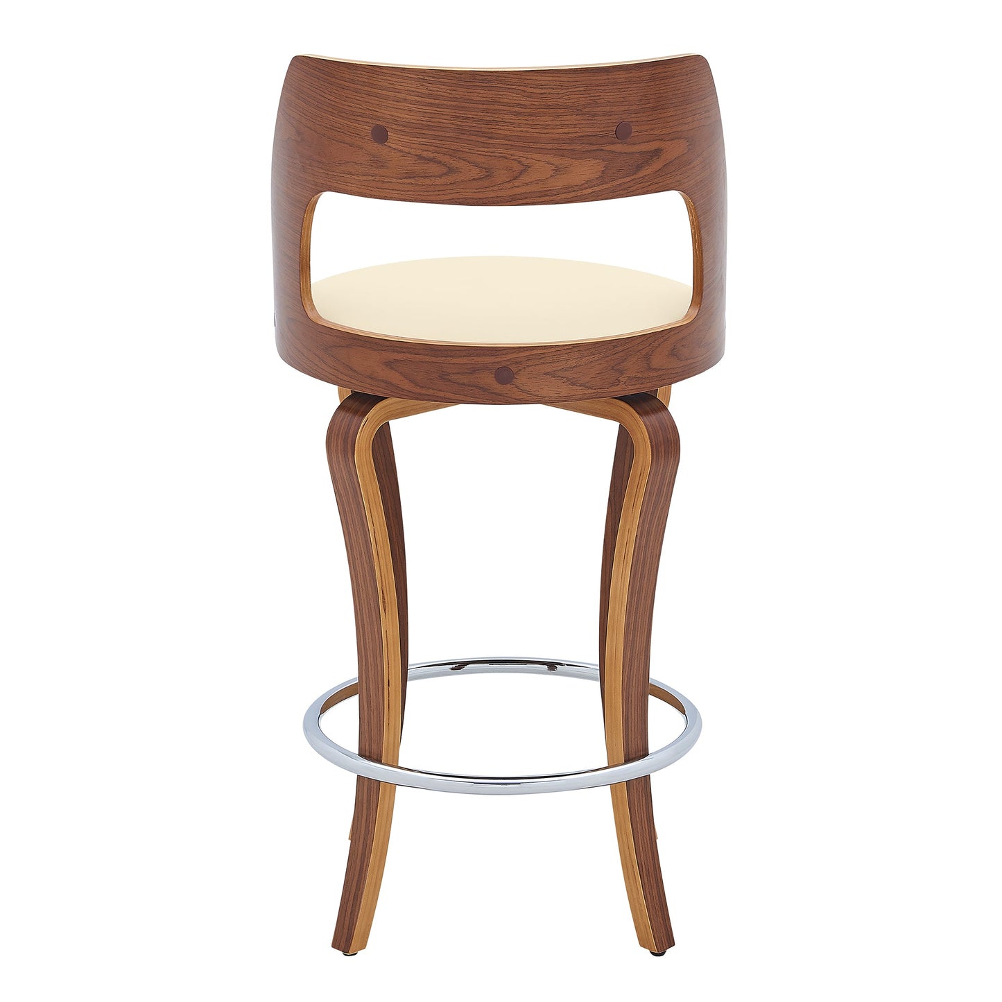Grady Swivel Faux Leather and Walnut Wood Bar Stool