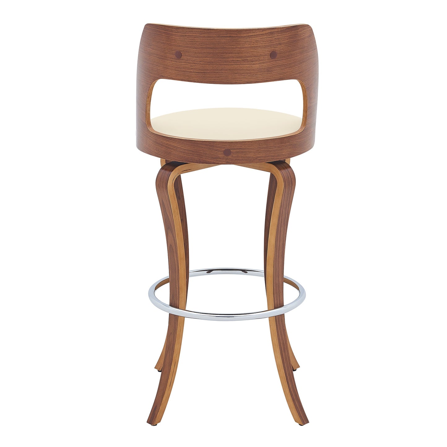 Grady Swivel Faux Leather and Walnut Wood Bar Stool