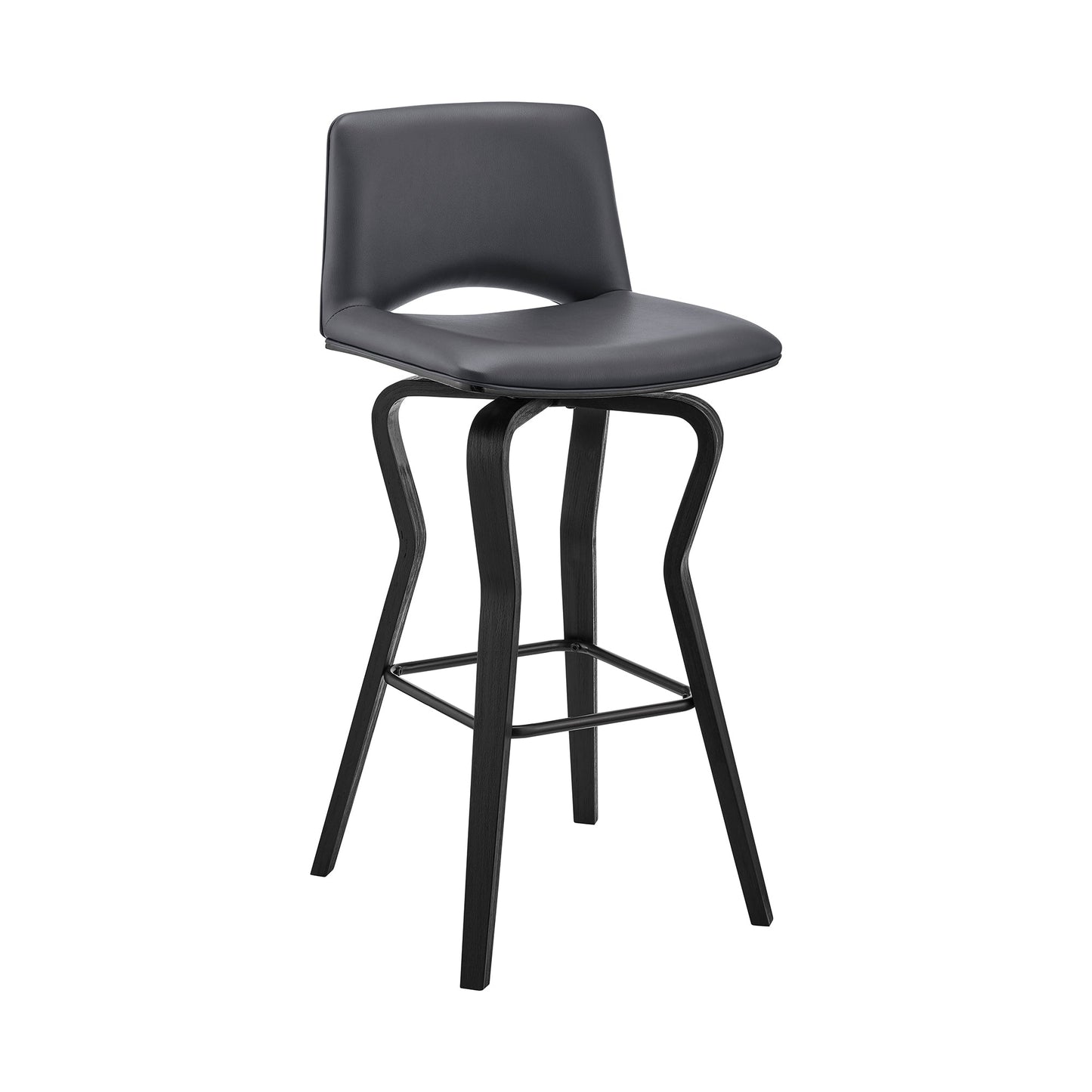 Gerty Swivel Faux Leather and Wood Bar Stool