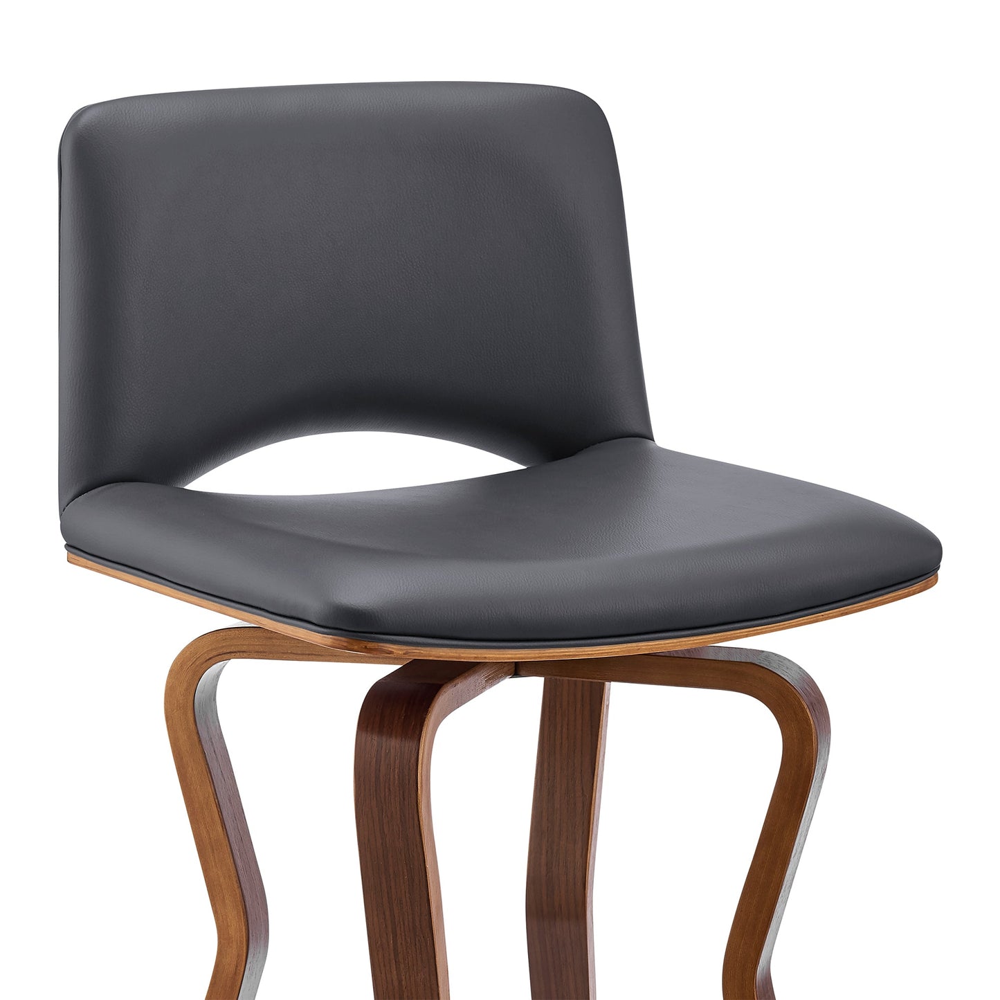 Gerty Swivel Faux Leather and Wood Bar Stool