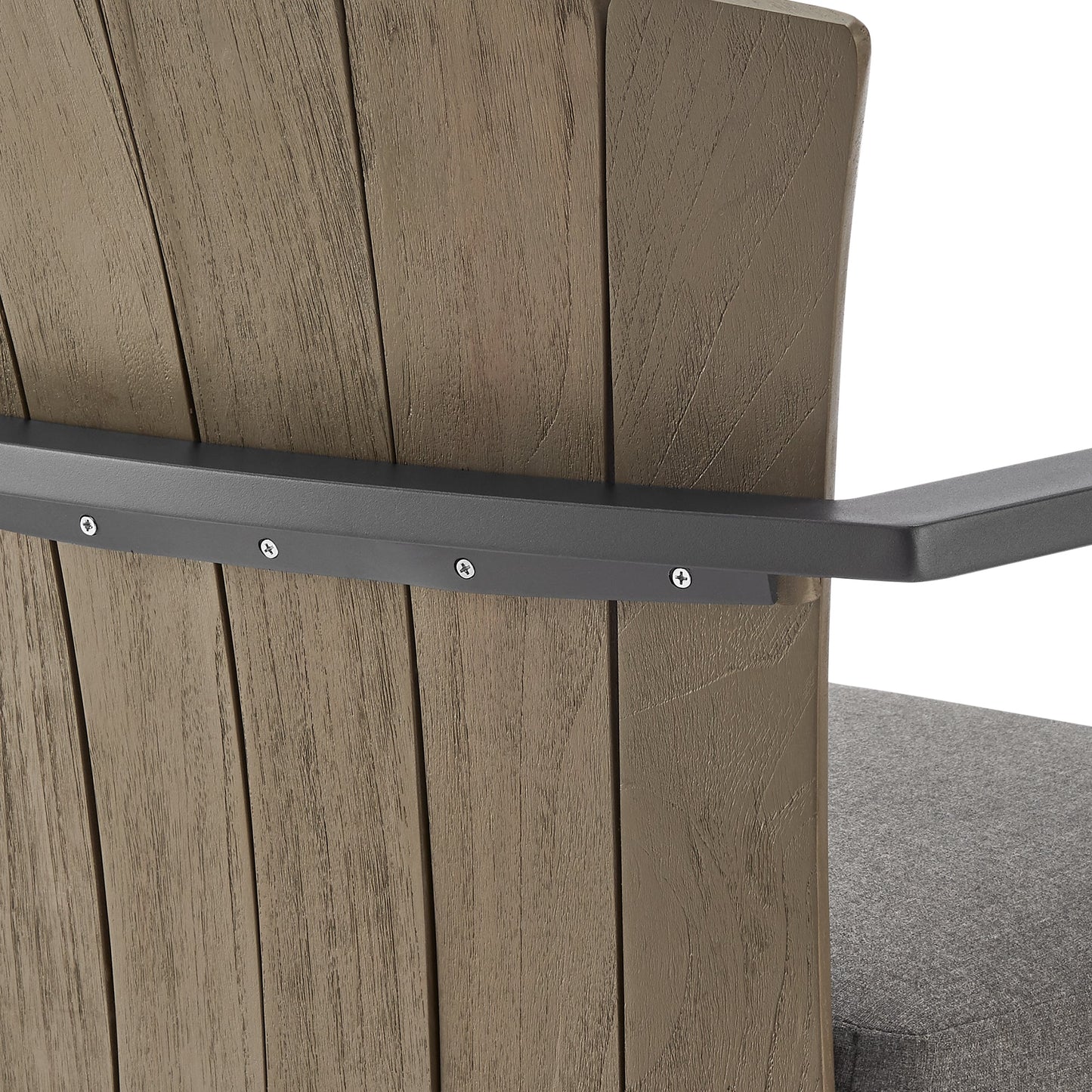 Hazel Outdoor Patio Swivel Stool in Aluminum with Teak Wood and Cushions