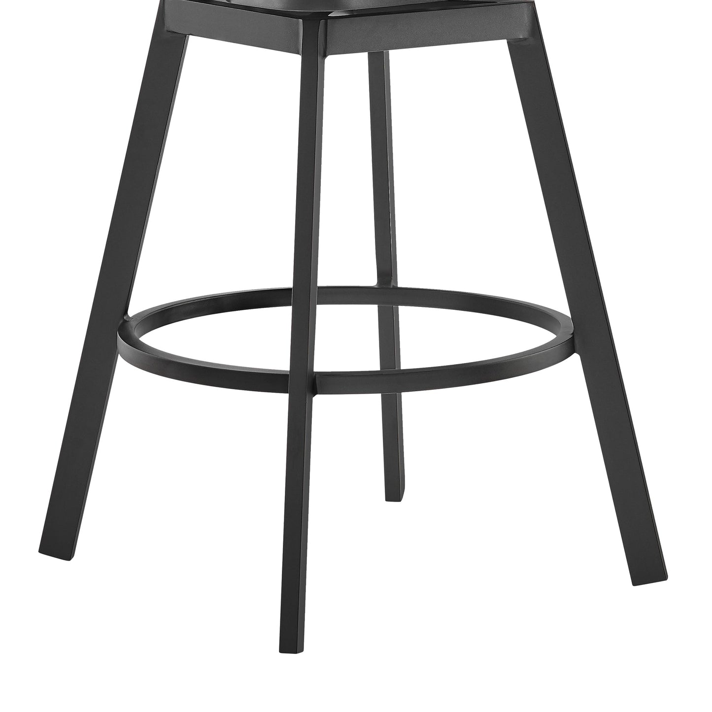 Hazel Outdoor Patio Swivel Stool in Aluminum with Teak Wood and Cushions