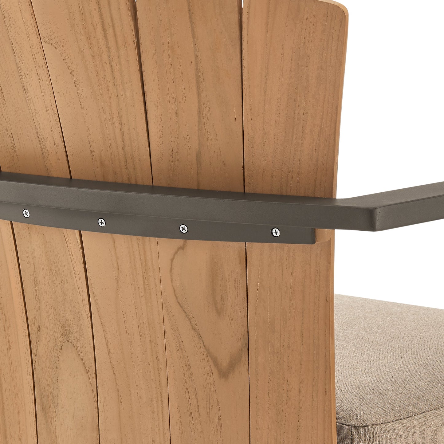 Hazel Outdoor Patio Swivel Stool in Aluminum with Teak Wood and Cushions