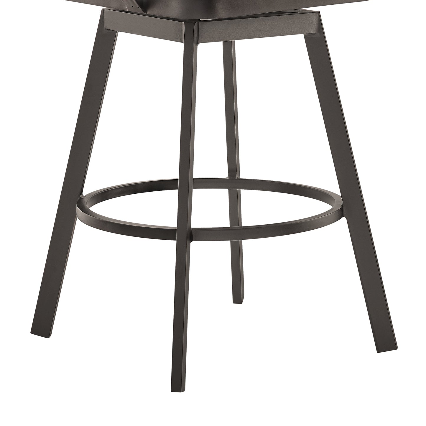 Hazel Outdoor Patio Swivel Stool in Aluminum with Teak Wood and Cushions
