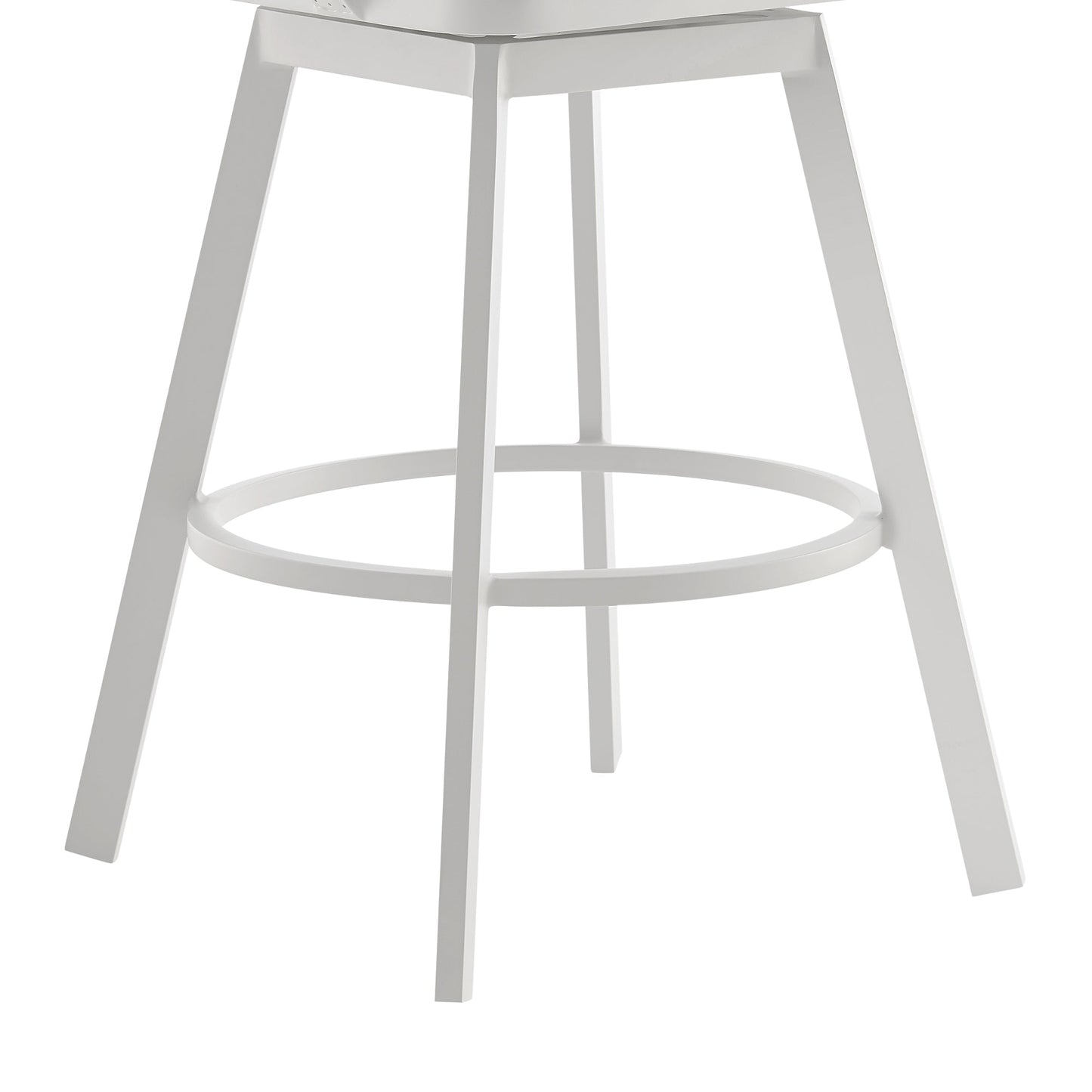 Hazel Outdoor Patio Swivel Stool in Aluminum with Teak Wood and Cushions