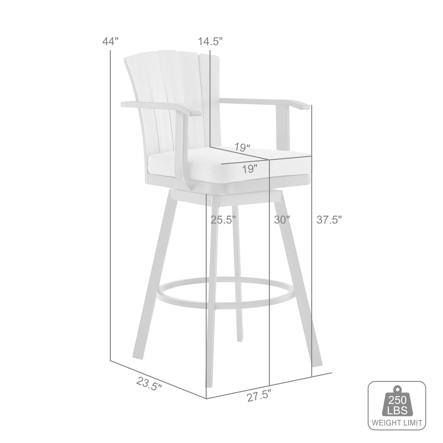 Hazel Outdoor Patio Swivel Stool in Aluminum with Teak Wood and Cushions