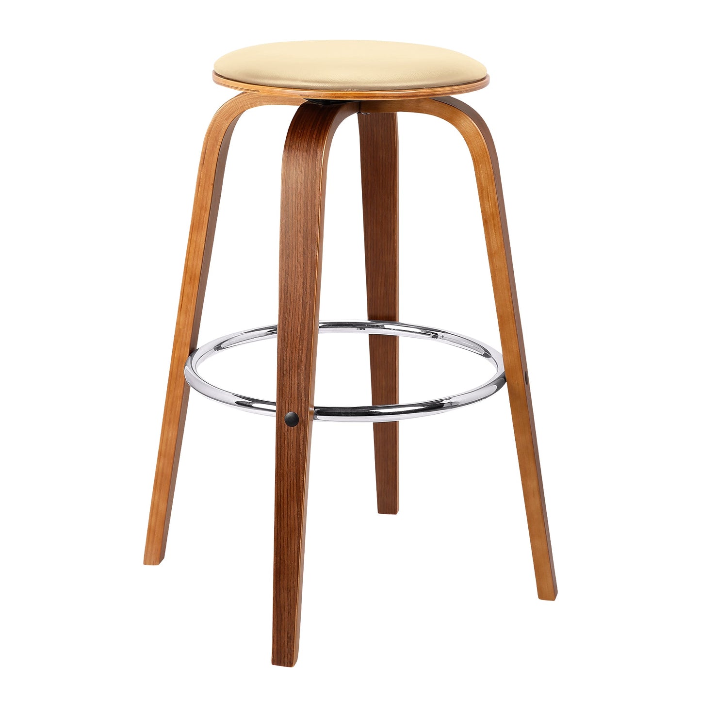 Harbor Backless Swivel Faux Leather Mid-Century Modern Bar Stool in Various Heights