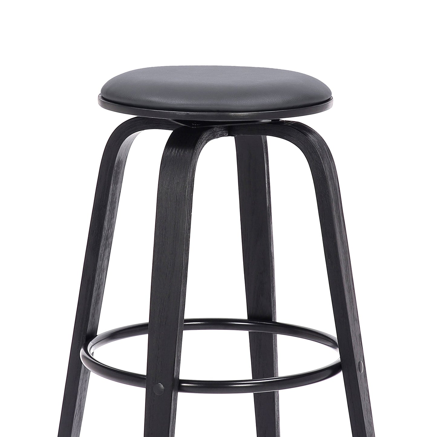 Harbor Backless Swivel Faux Leather Mid-Century Modern Bar Stool in Various Heights