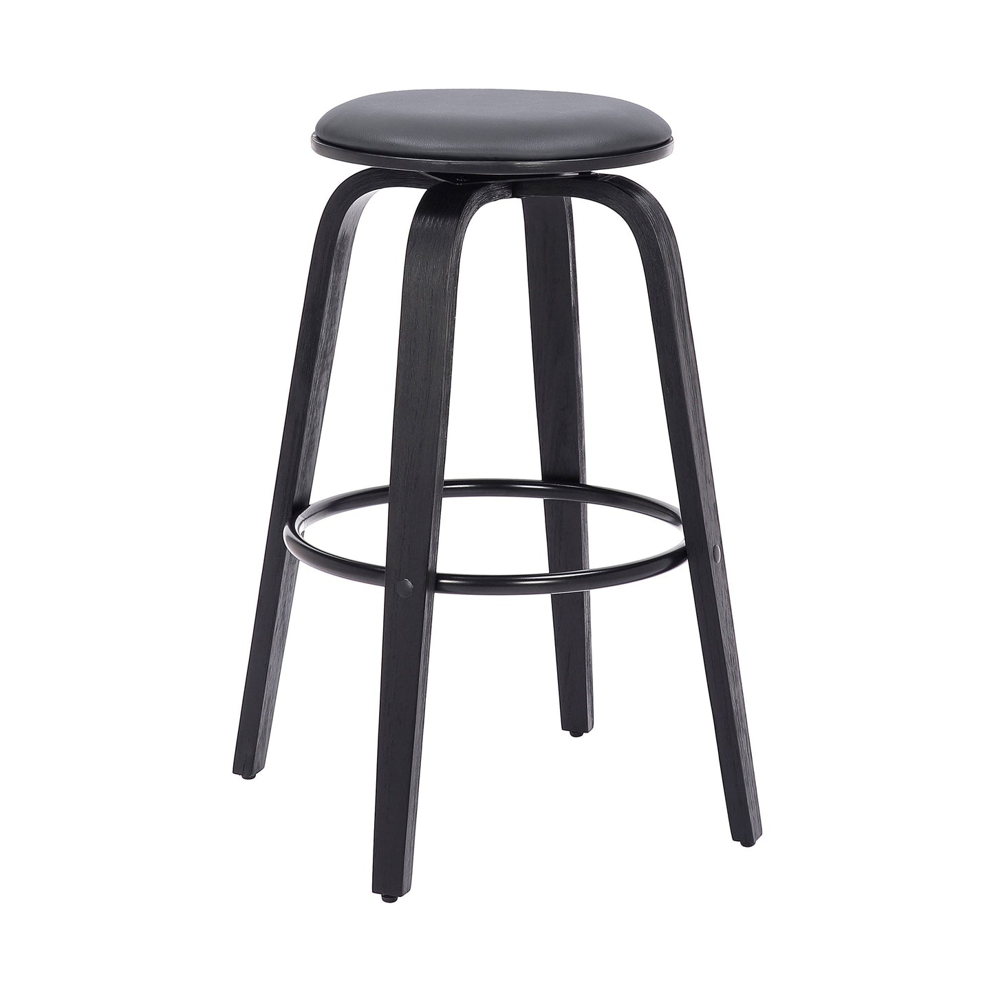 Harbor Backless Swivel Faux Leather Mid-Century Modern Bar Stool in Various Heights