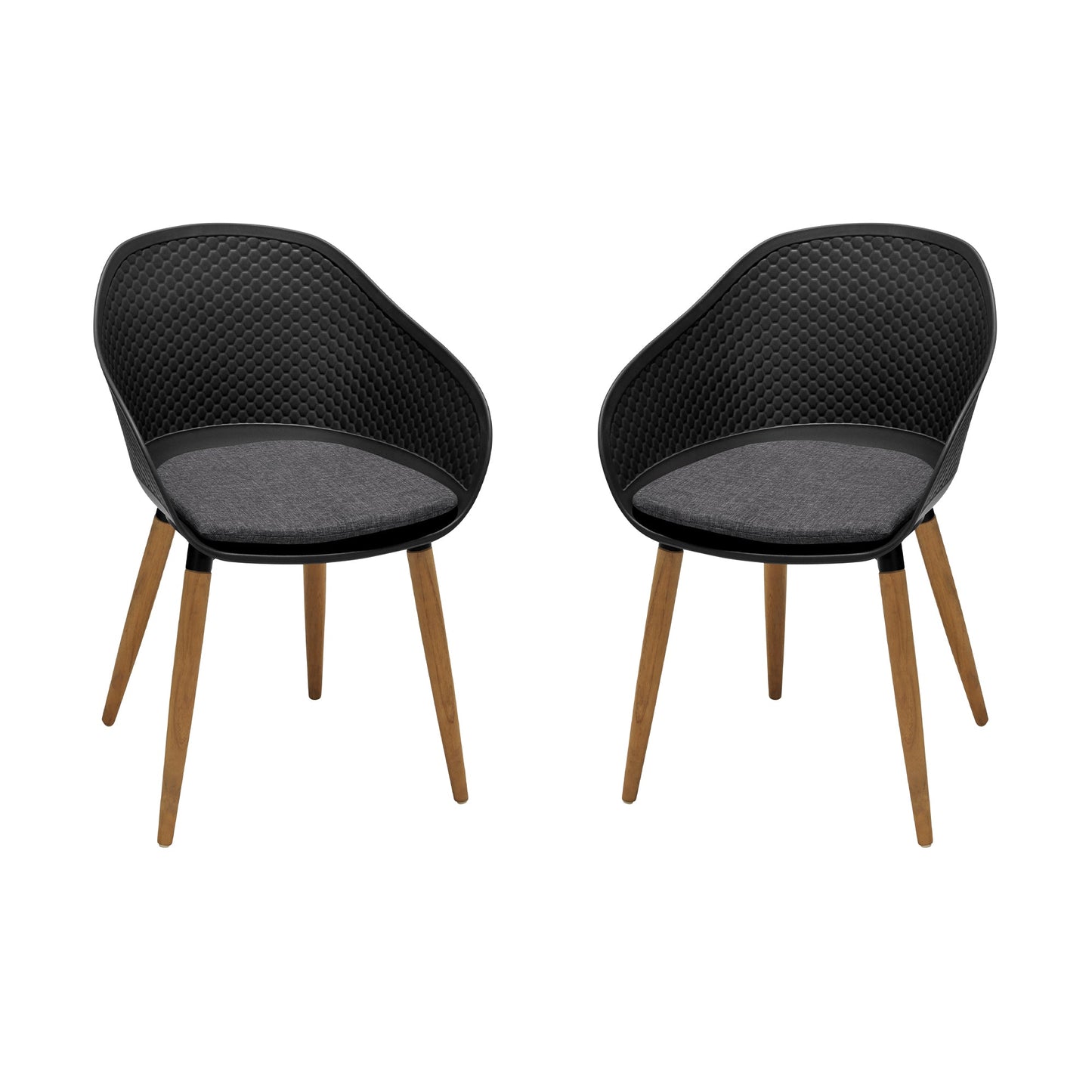 Ipanema Outdoor Dining Chair with Teak Legs and Dark Gray Olefin - Set of 2