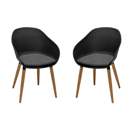 Ipanema Outdoor Dining Chair with Teak Legs and Dark Gray Olefin - Set of 2