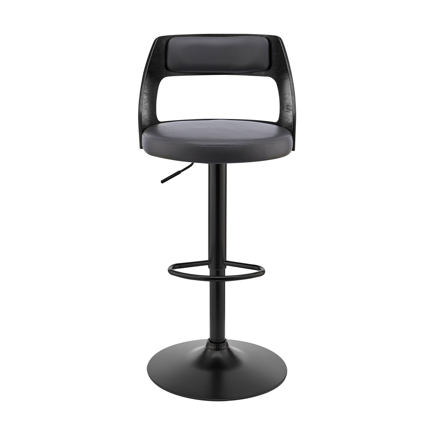Itzan Adjustable Swivel Faux Leather Bar Stool with Wood and Chrome Base
