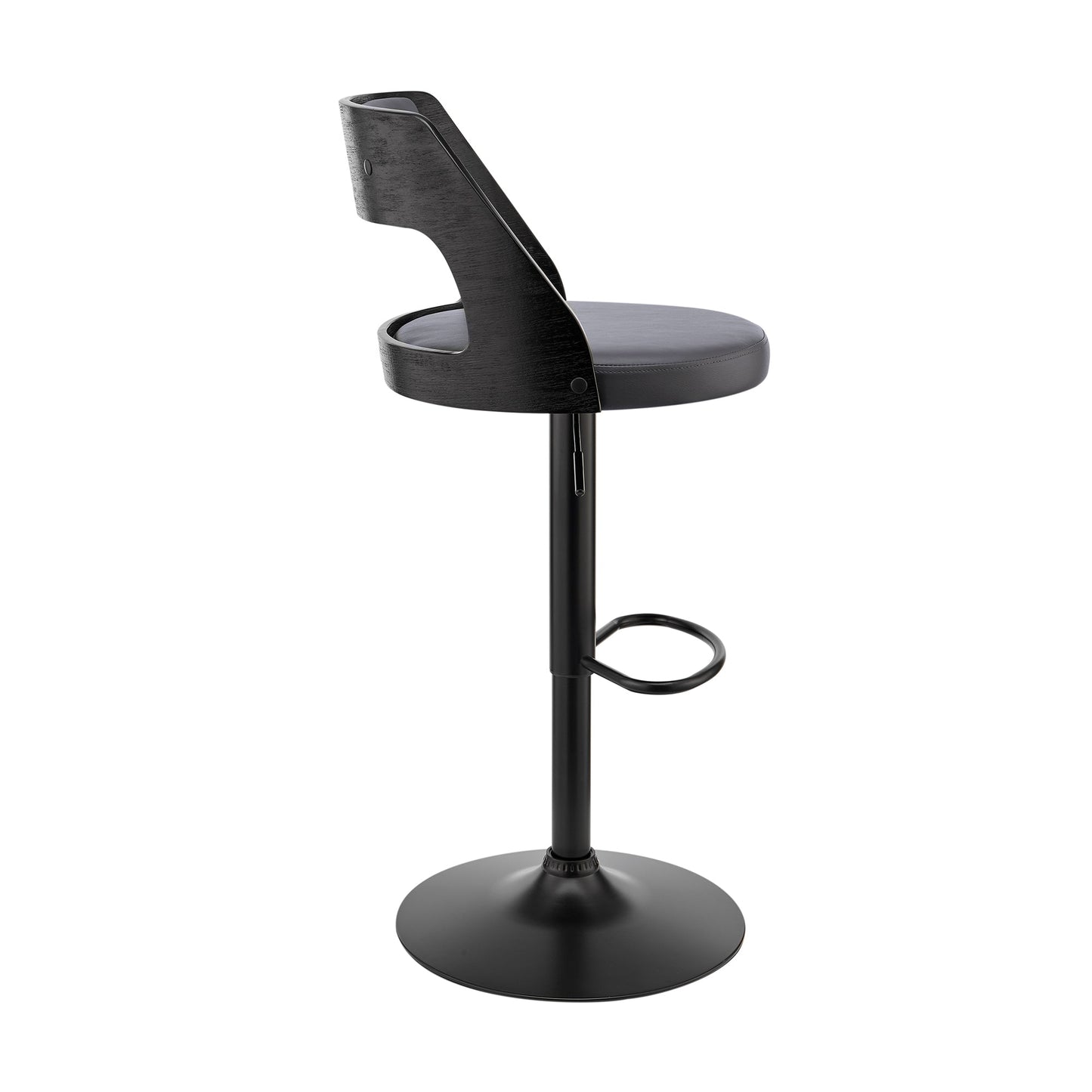 Itzan Adjustable Swivel Faux Leather Bar Stool with Wood and Chrome Base