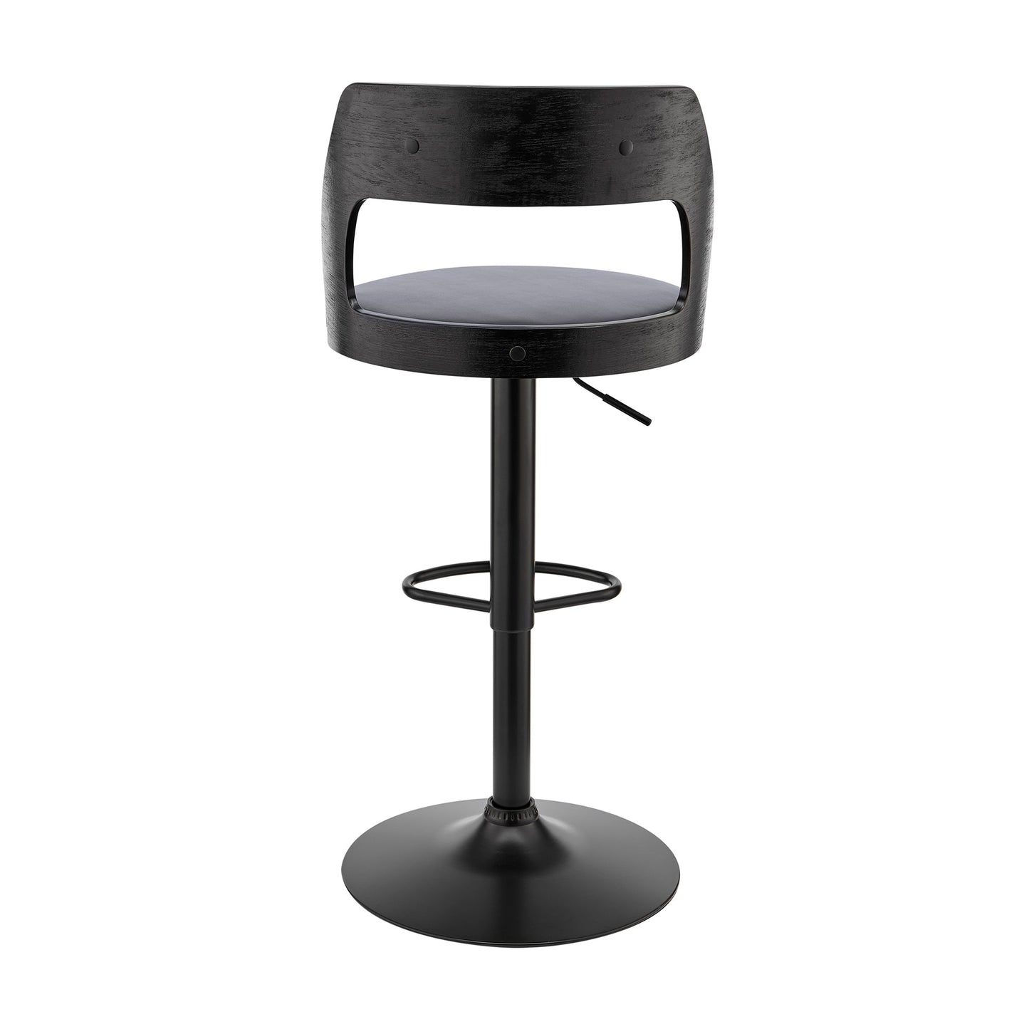 Itzan Adjustable Swivel Faux Leather Bar Stool with Wood and Chrome Base