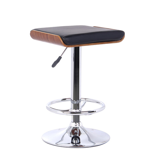 Java Barstool in Chrome Finish with Walnut Wood and Faux Leather