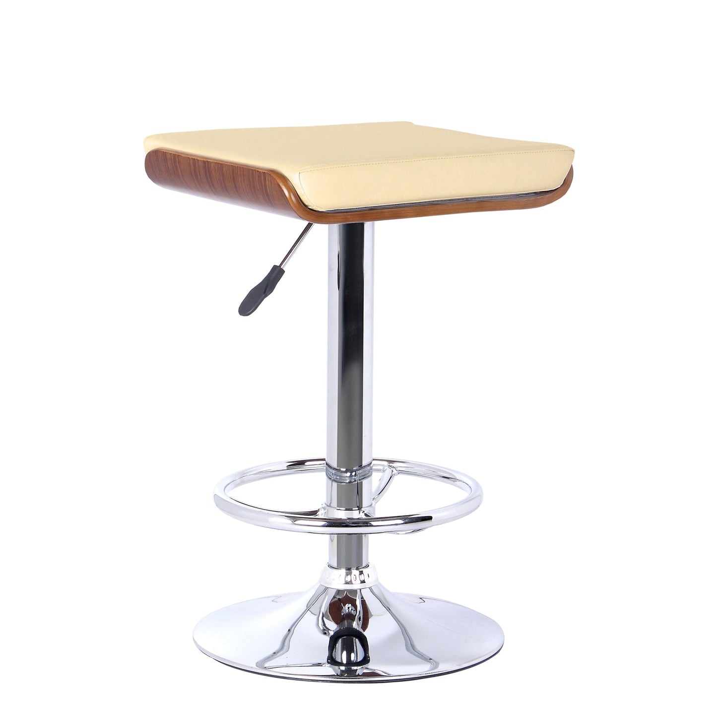 Java Barstool in Chrome Finish with Walnut Wood and Faux Leather